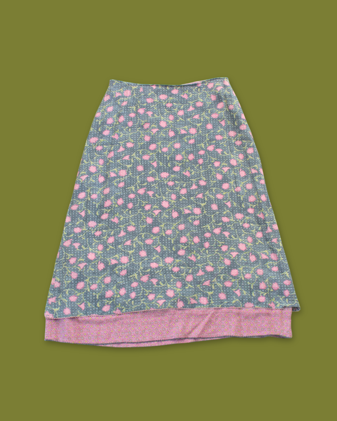 90s Floral Layered Maxi Skirt