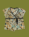 Y2K Floral Cross-front Flutter-sleeve Plus Top