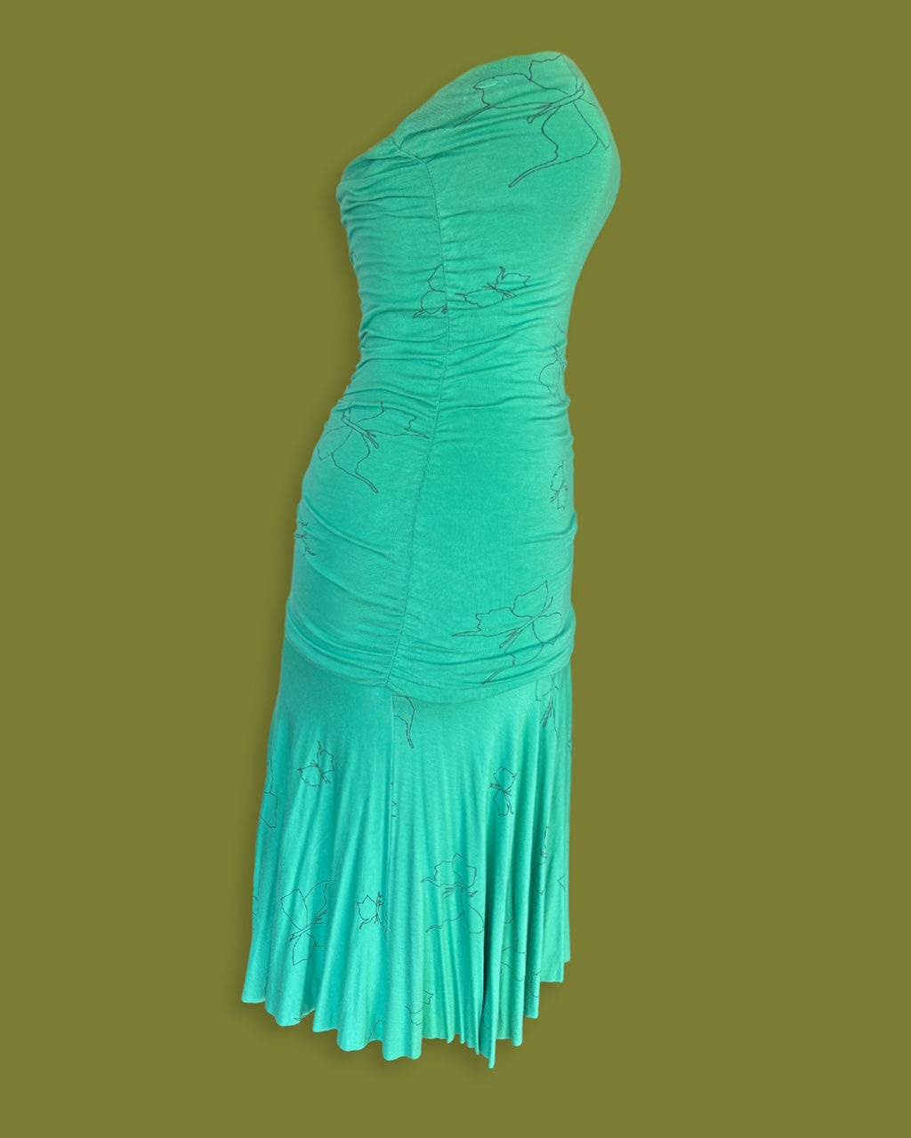 Strapless Butterfly Drop-waist Midi Dress