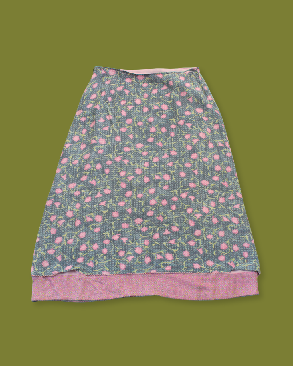 90s Floral Layered Maxi Skirt