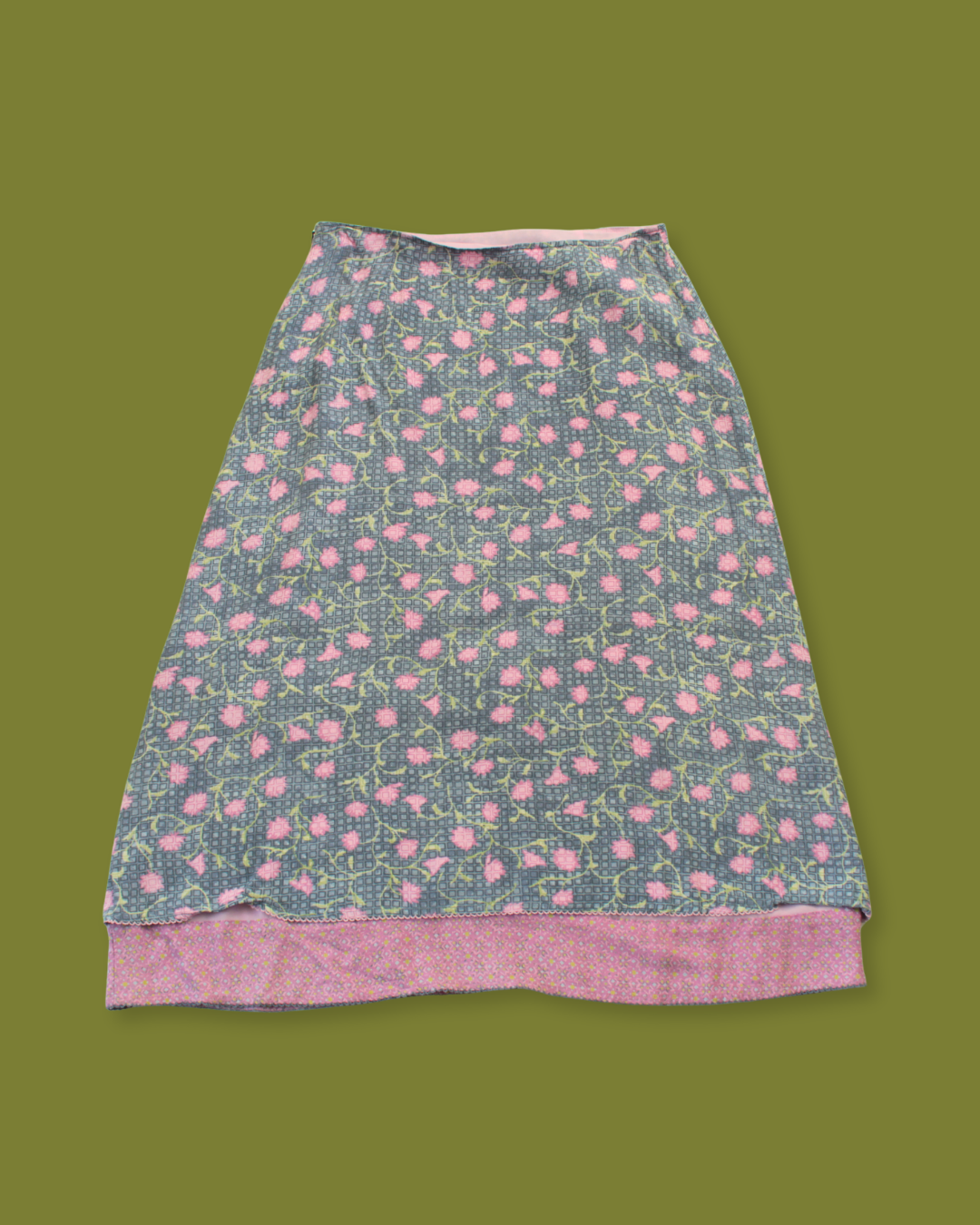 90s Floral Layered Maxi Skirt
