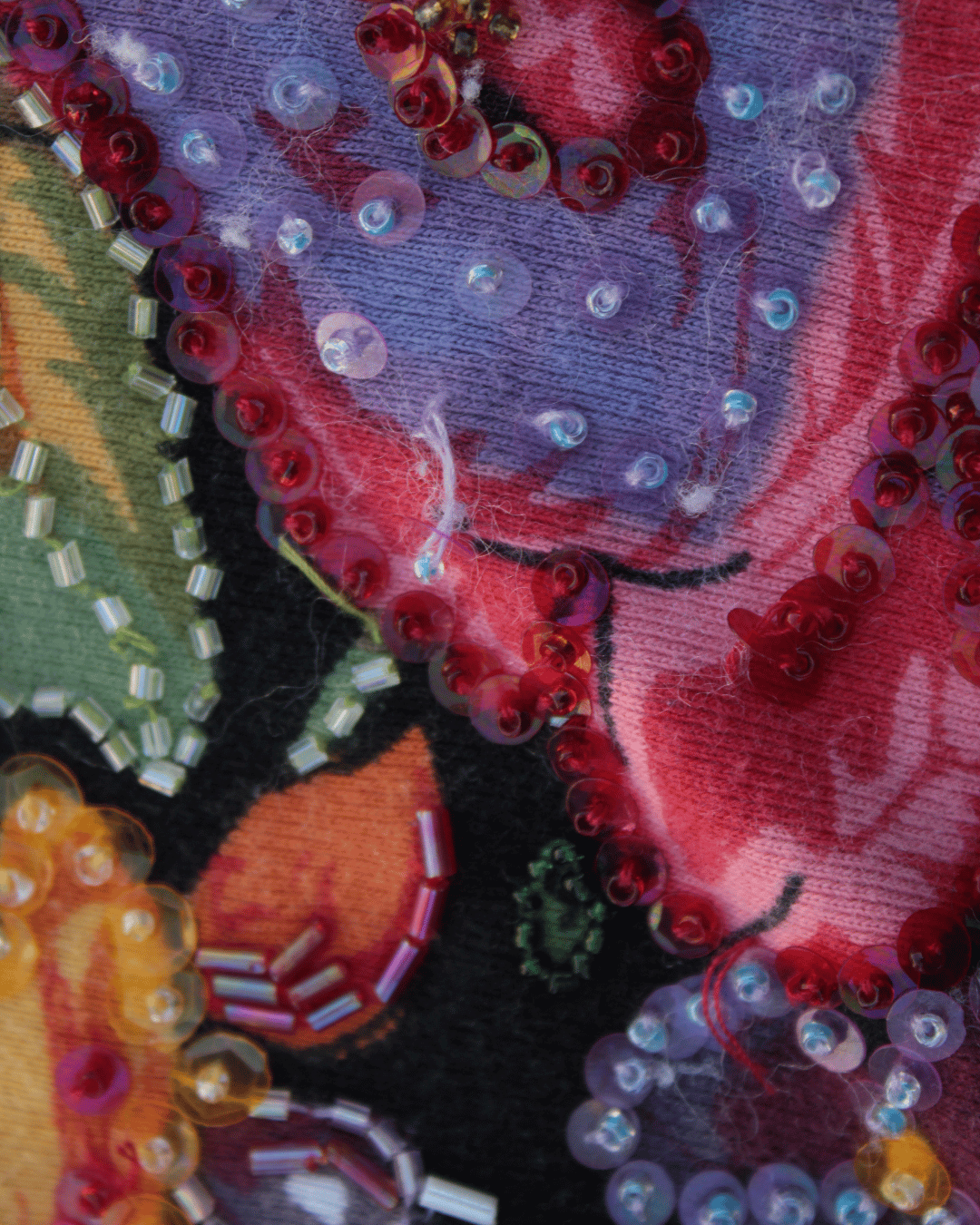 Beaded Floral Quarter-length sleeve Top