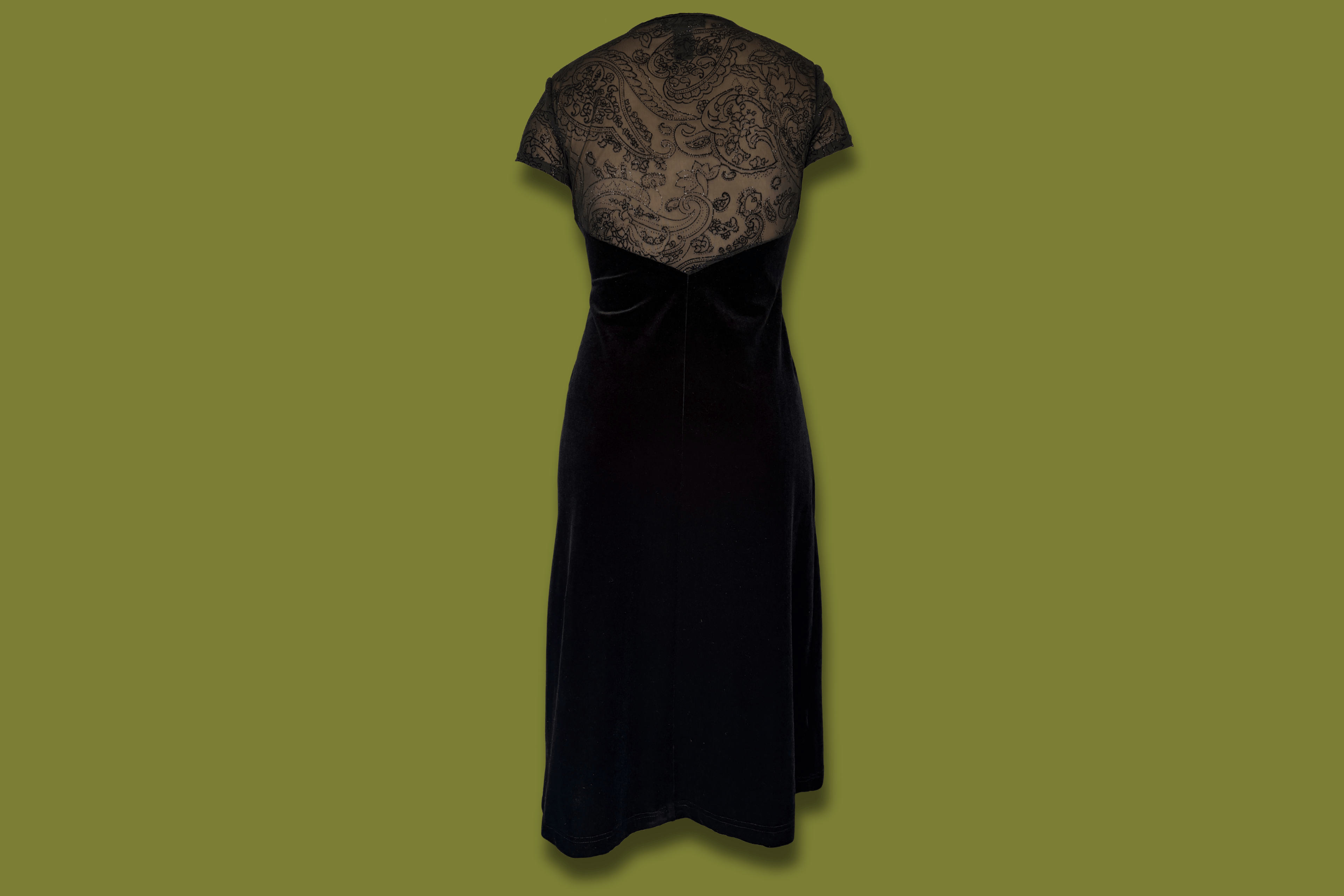 Velvet and Glittery Mesh Midi Dress