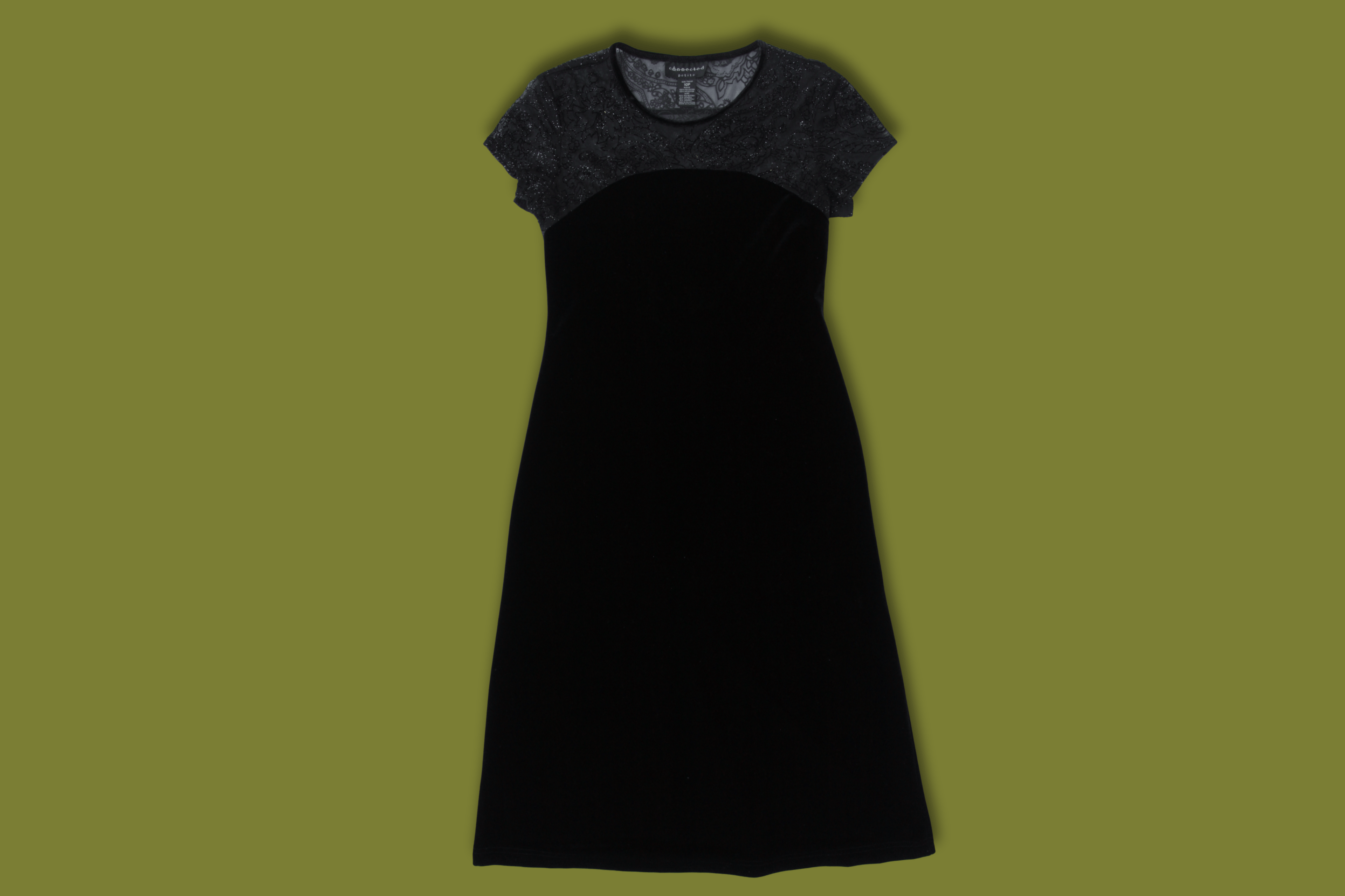 Velvet and Glittery Mesh Midi Dress