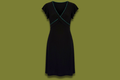 Piped Flutter-sleeve Midi Dress