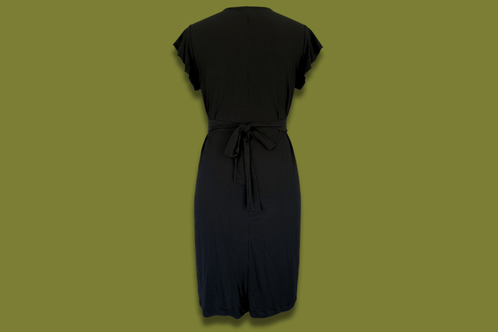 Piped Flutter-sleeve Midi Dress