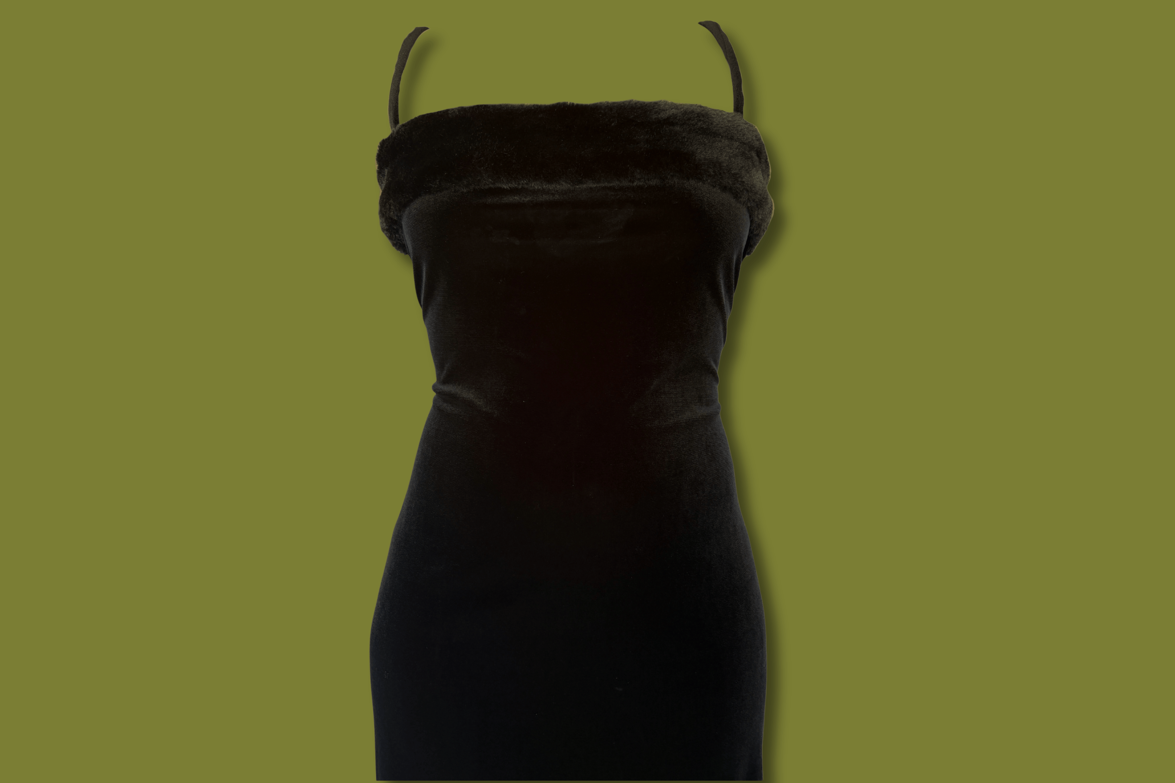 Velvet Fur-Trim Maxi Dress