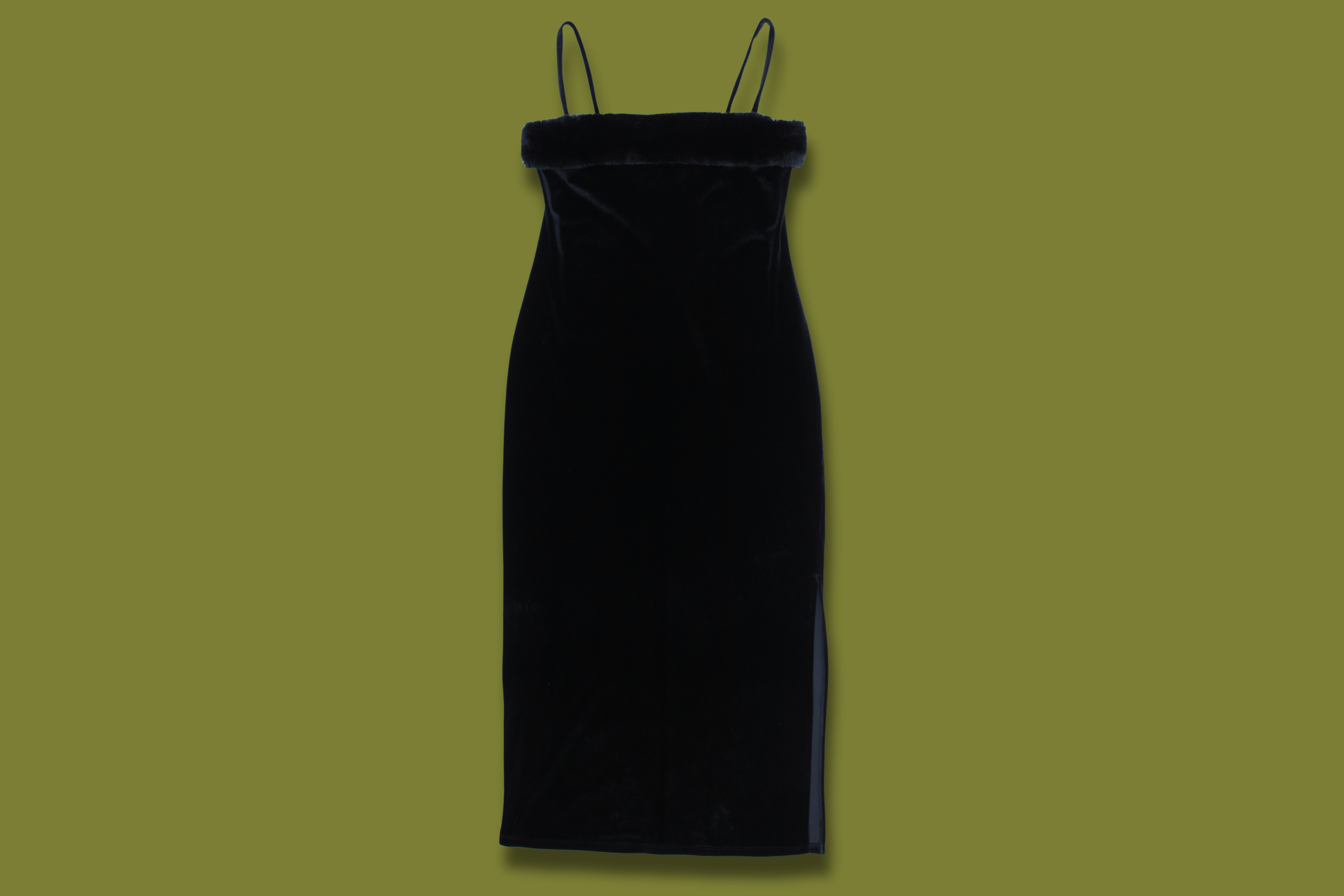 Velvet Fur-Trim Maxi Dress