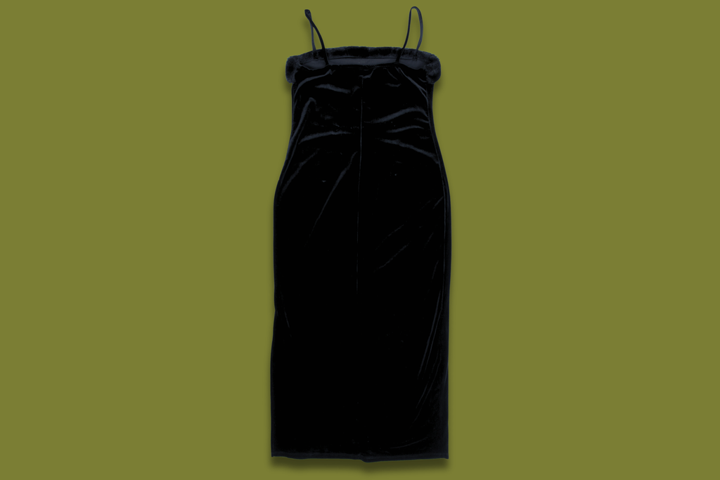 Velvet Fur-Trim Maxi Dress
