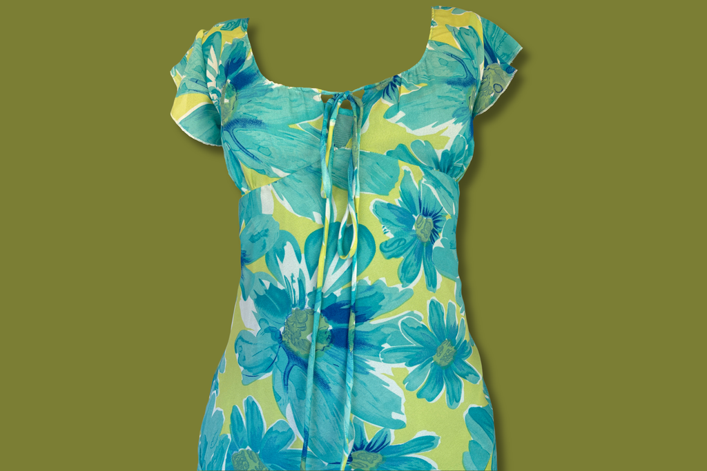Floral Flutter-sleeve Midi Dress