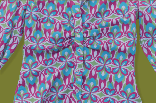 Bright Floral 70s style Fitted Button-up