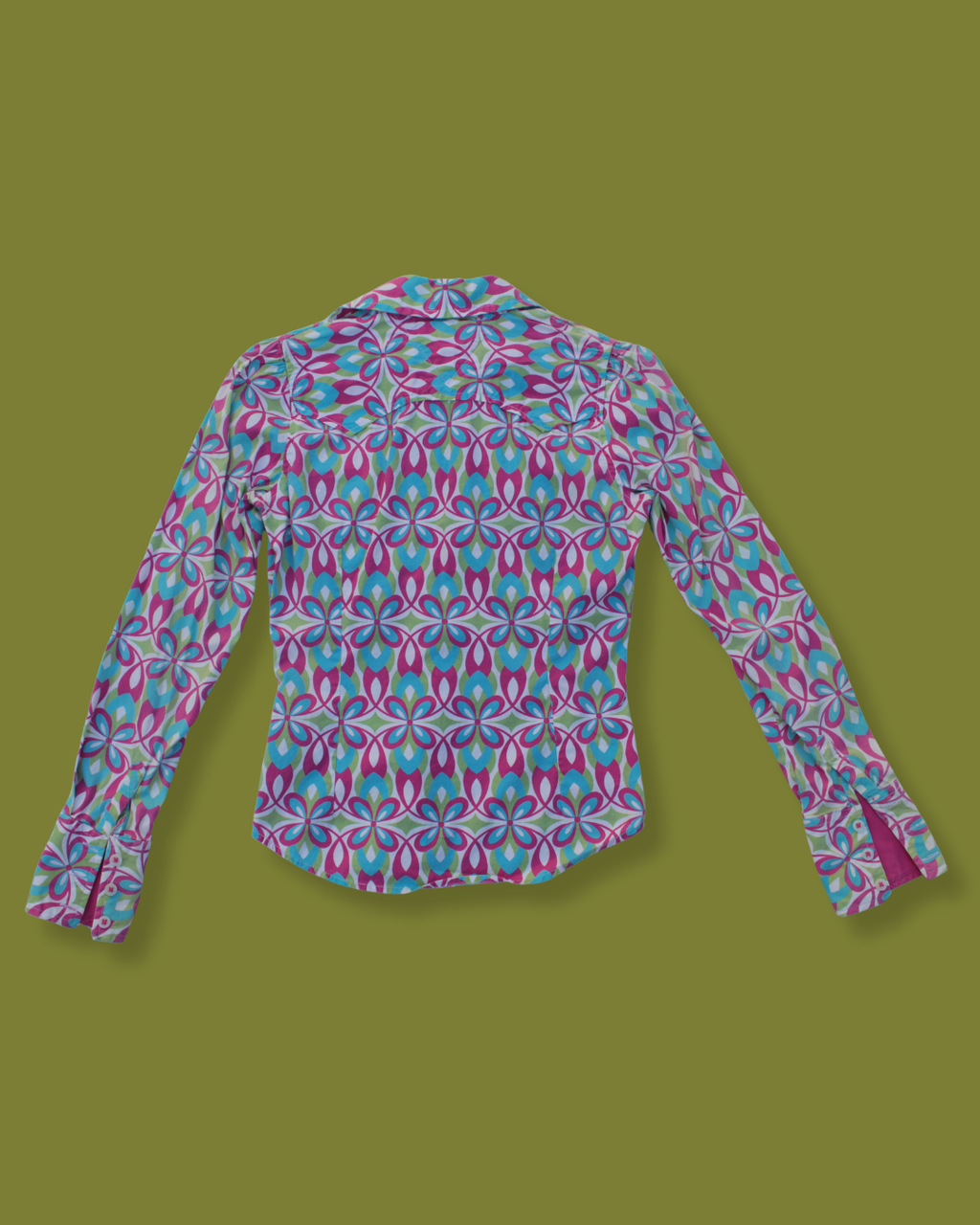 Bright Floral 70s style Fitted Button-up