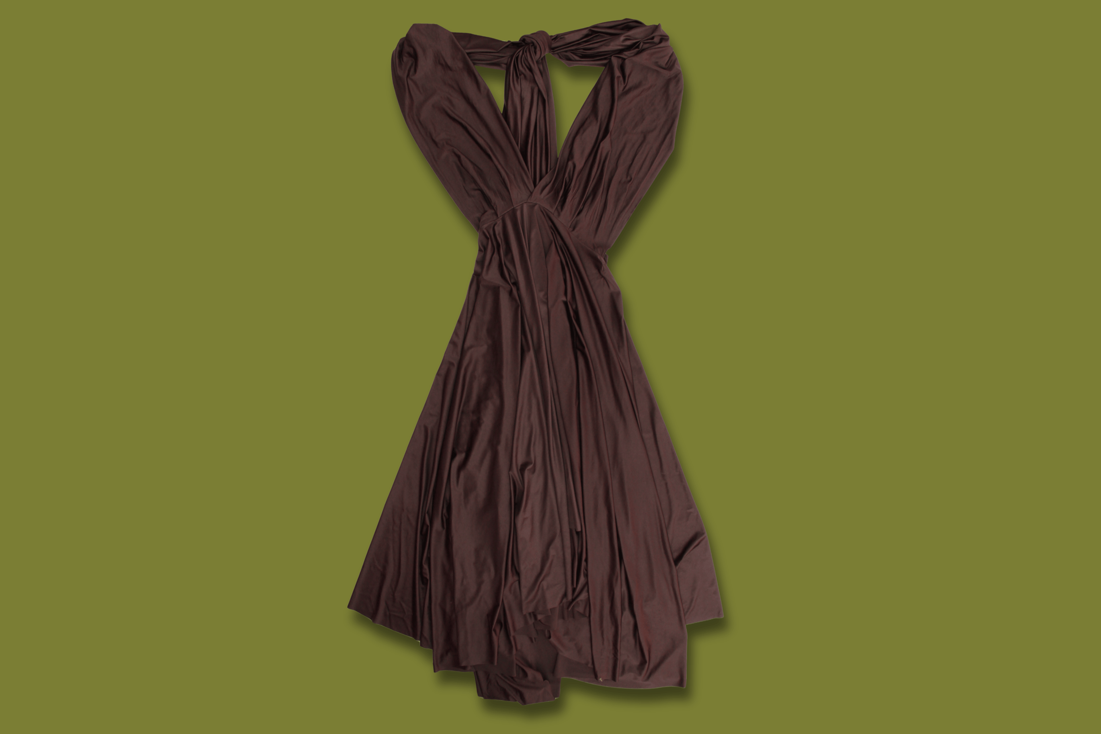 Silky Wrap Scarf Midi Dress