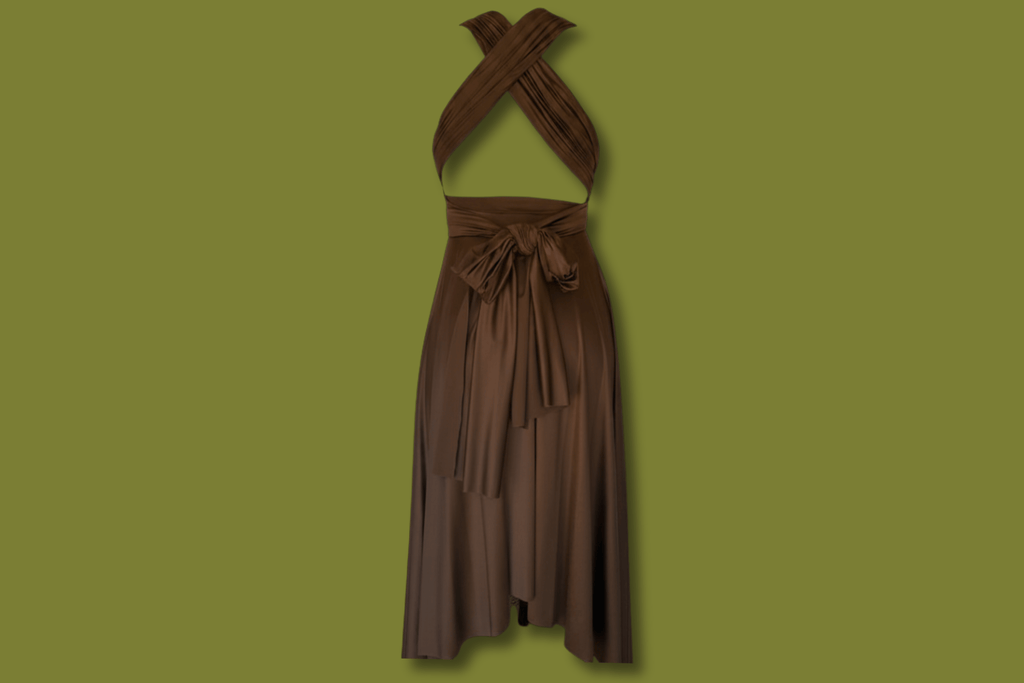 Silky Wrap Scarf Midi Dress