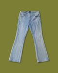 Butterfly-bedazzled Mid-rise Flare Jeans