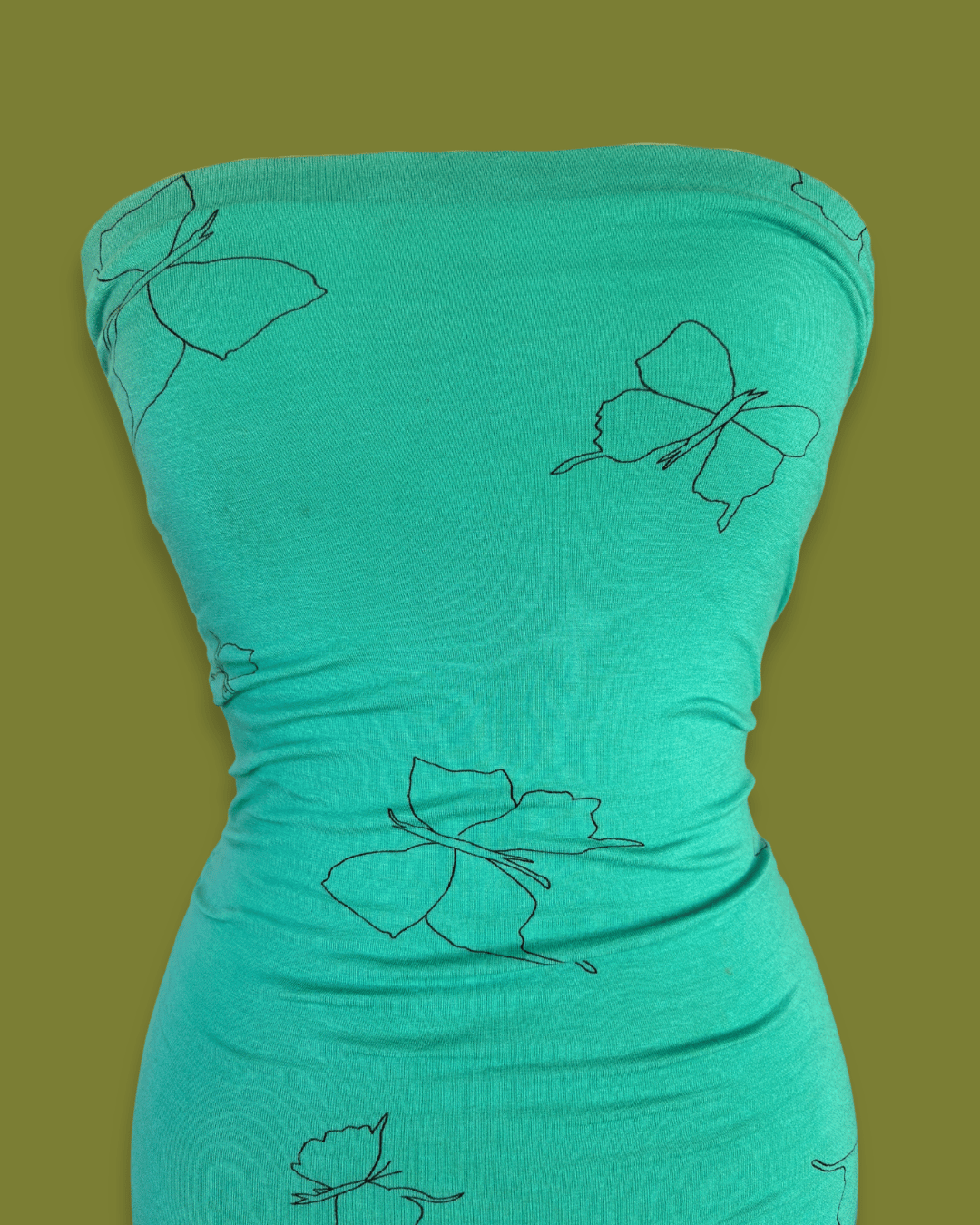 Strapless Butterfly Drop-waist Midi Dress
