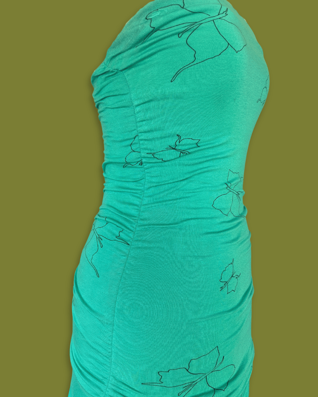 Strapless Butterfly Drop-waist Midi Dress