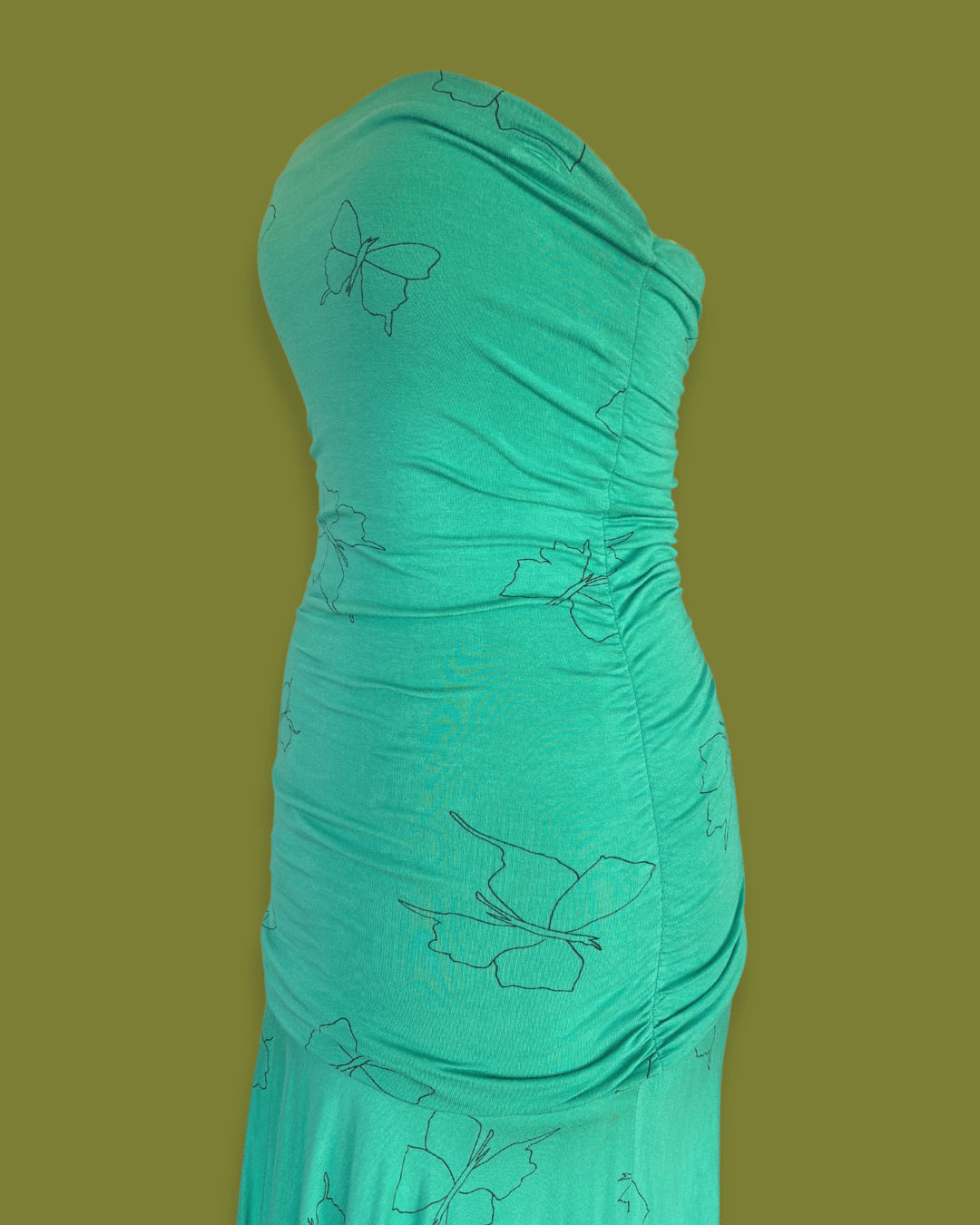 Strapless Butterfly Drop-waist Midi Dress
