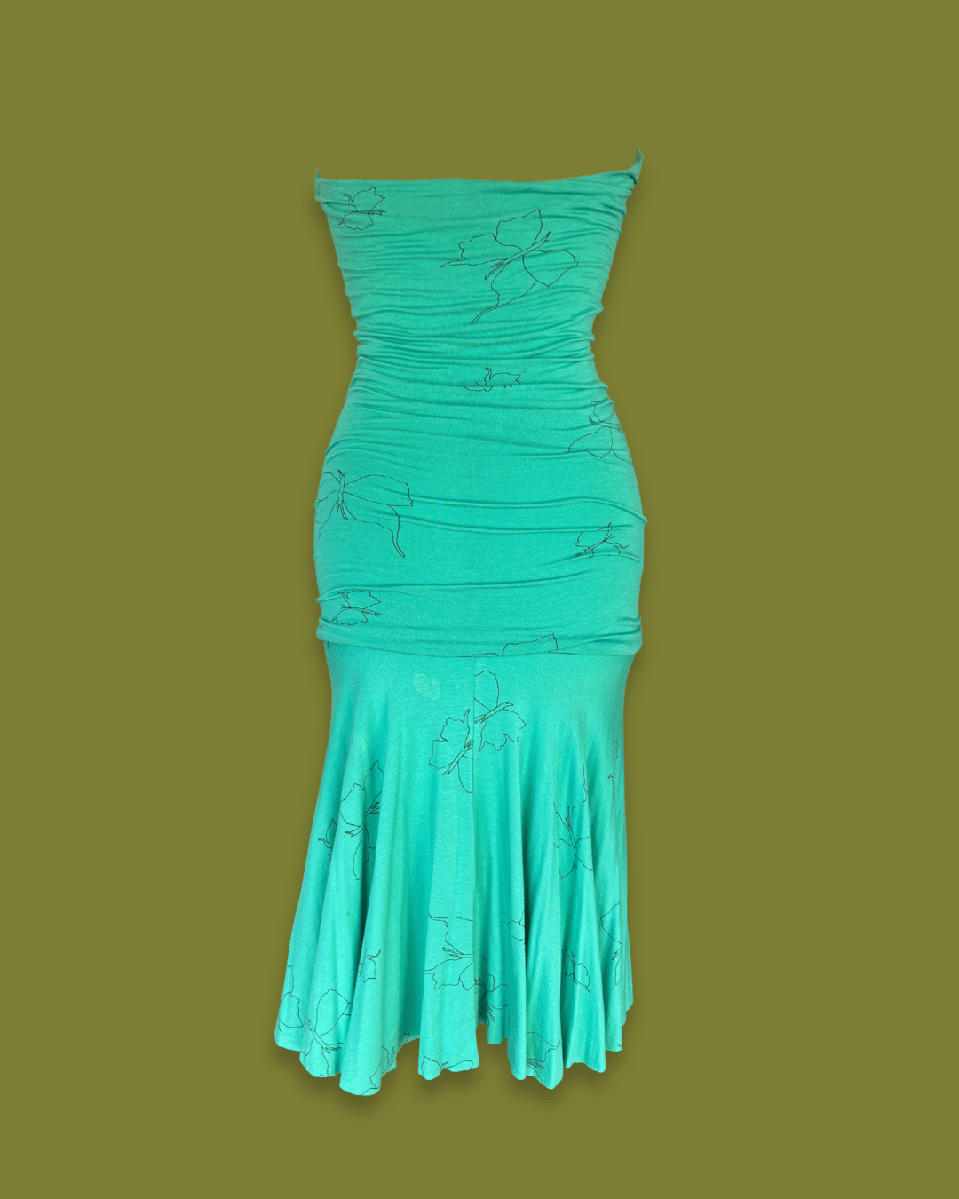 Strapless Butterfly Drop-waist Midi Dress