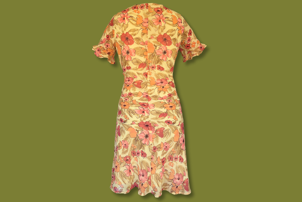 Floral Ruffle-front Midi Dress