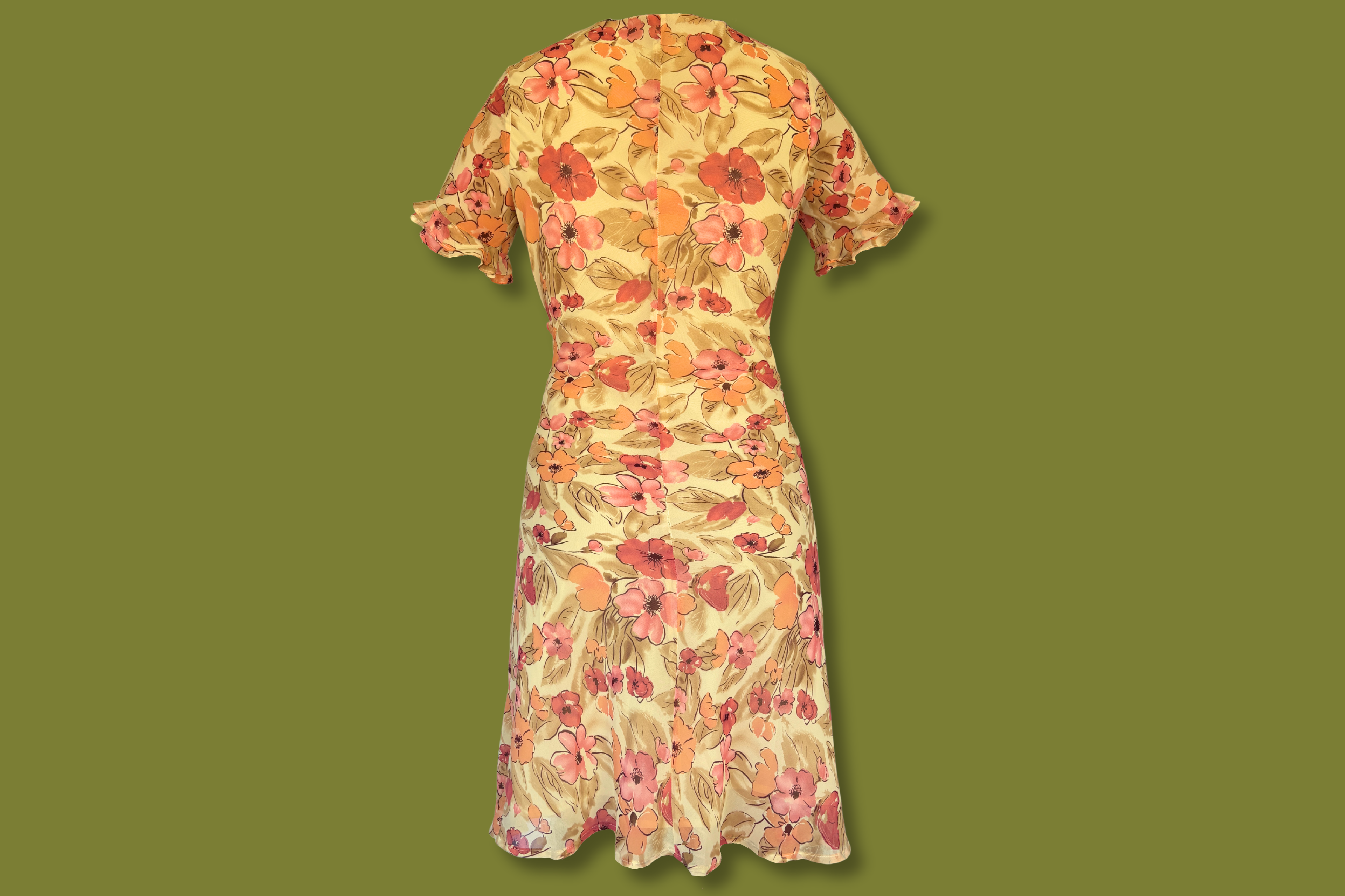Floral Ruffle-front Midi Dress
