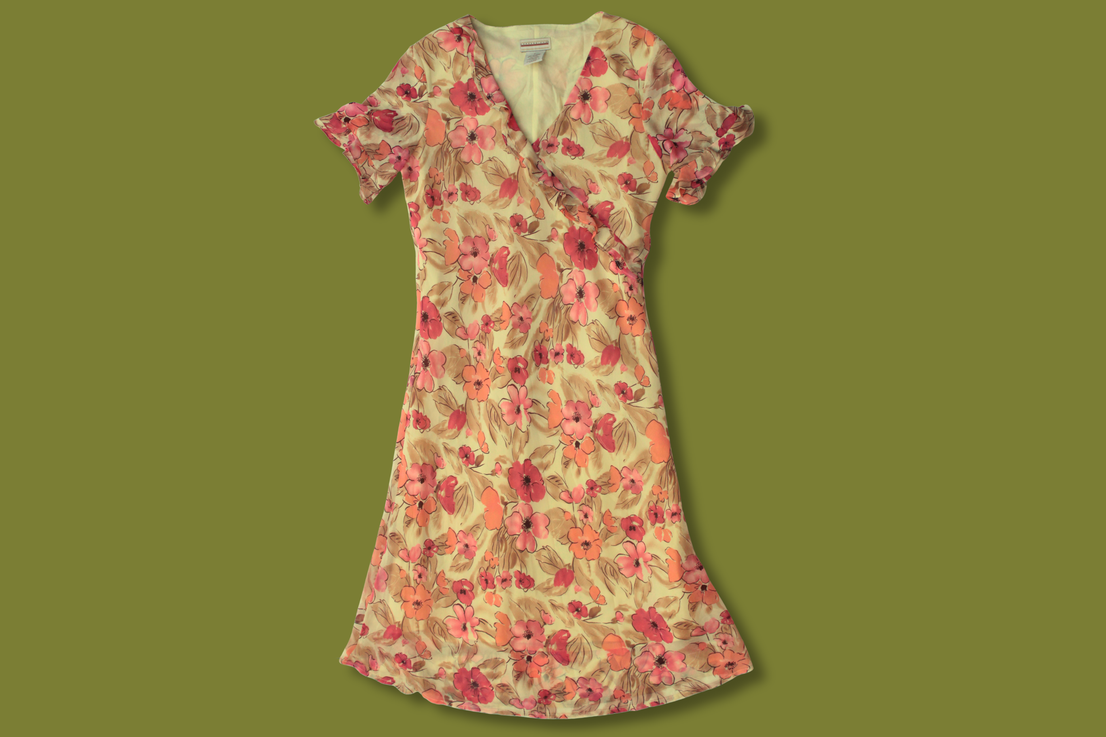 Floral Ruffle-front Midi Dress