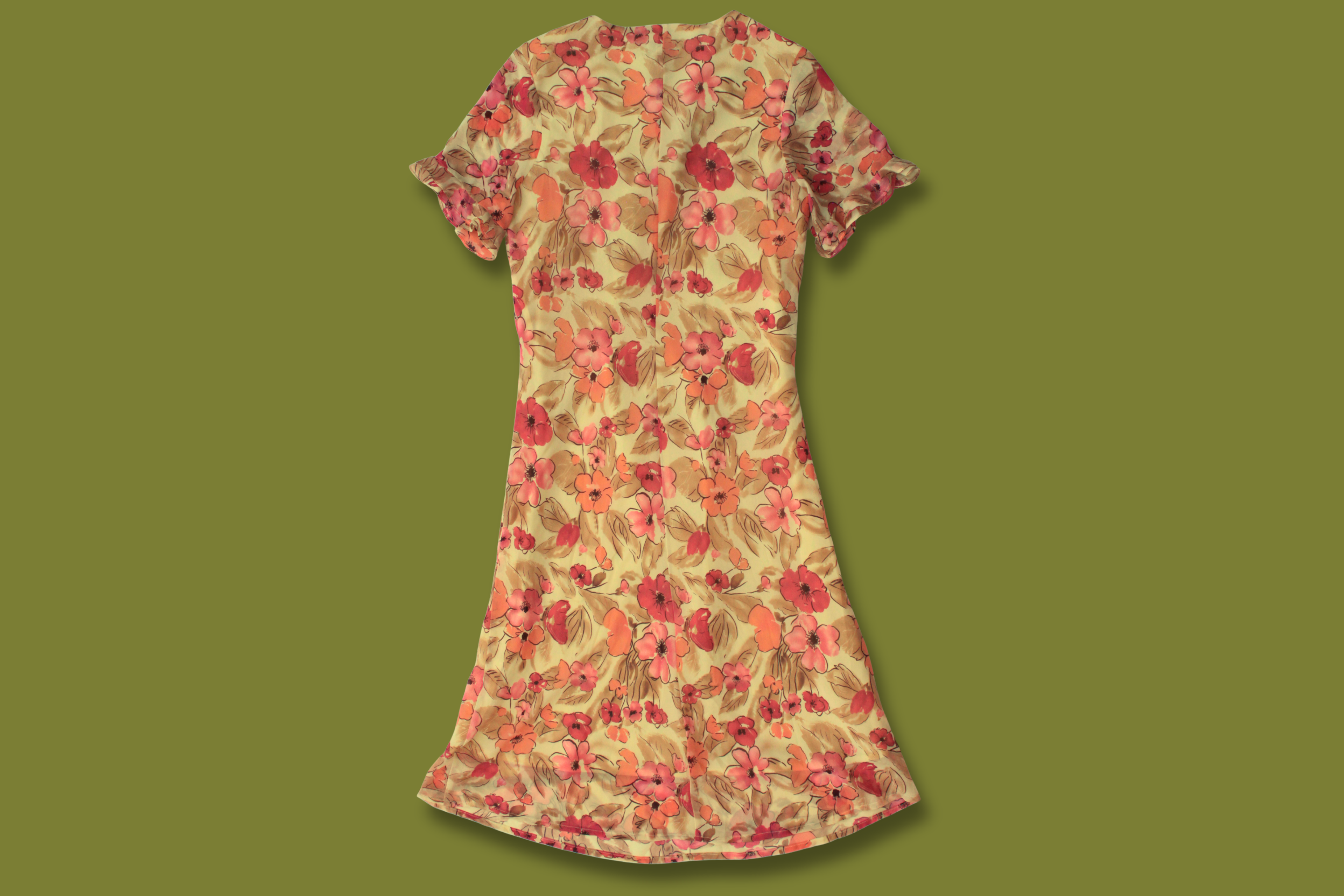 Floral Ruffle-front Midi Dress