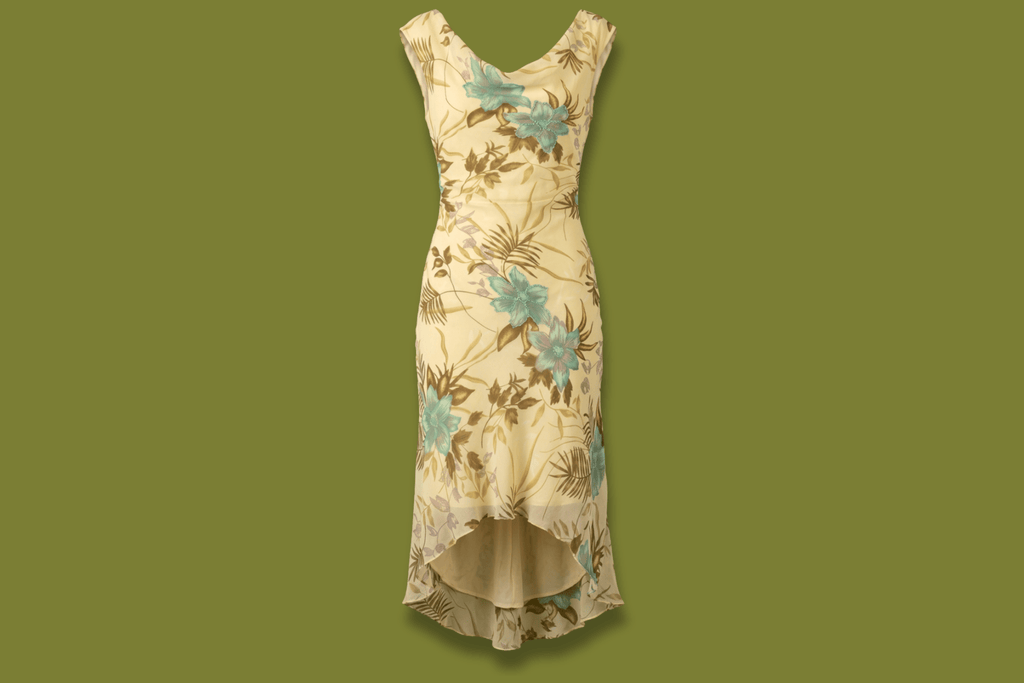 Floral Beaded Cowl-neck Midi Dress