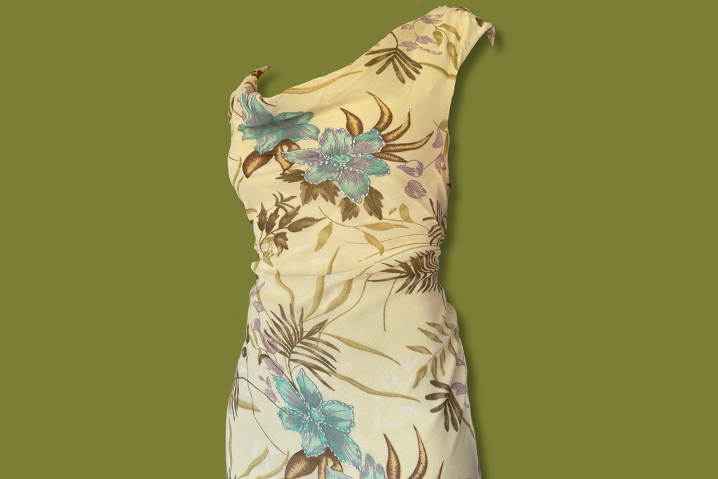 Floral Beaded Cowl-neck Midi Dress