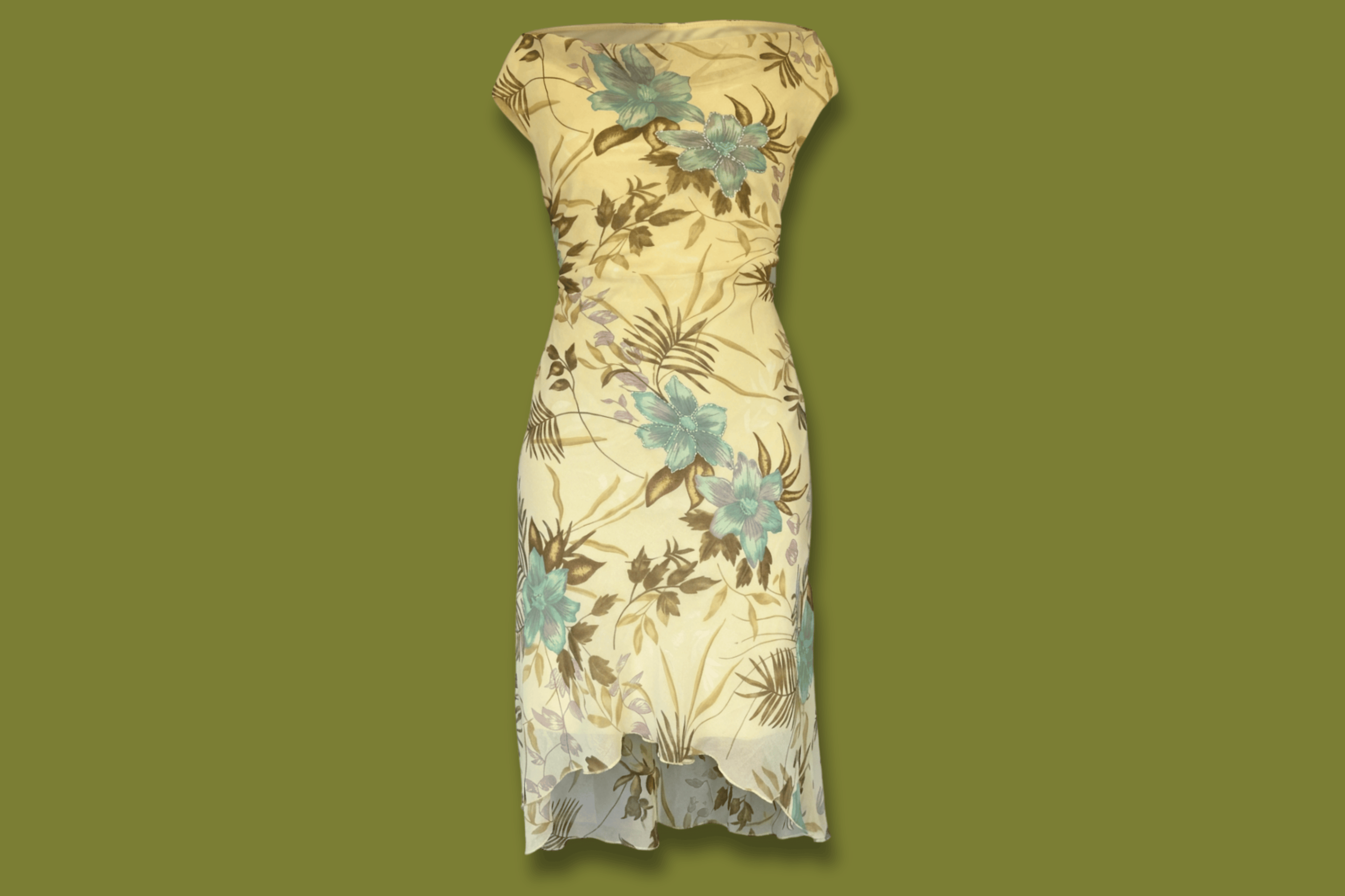 Floral Beaded Cowl-neck Midi Dress
