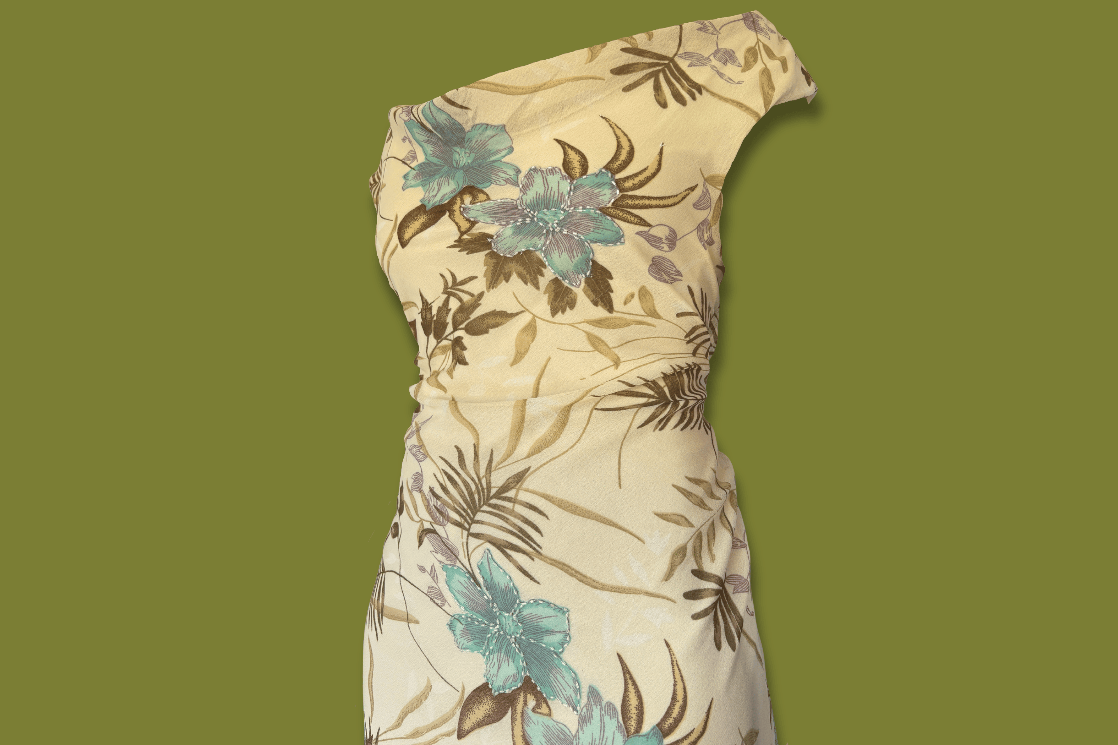 Floral Beaded Cowl-neck Midi Dress