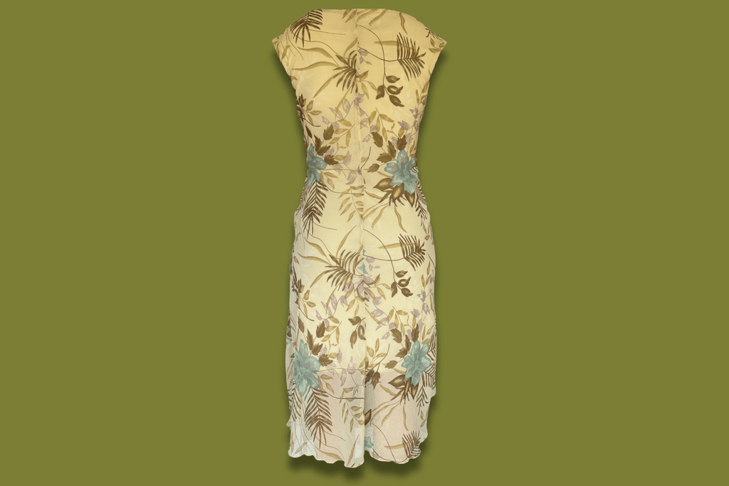 Floral Beaded Cowl-neck Midi Dress