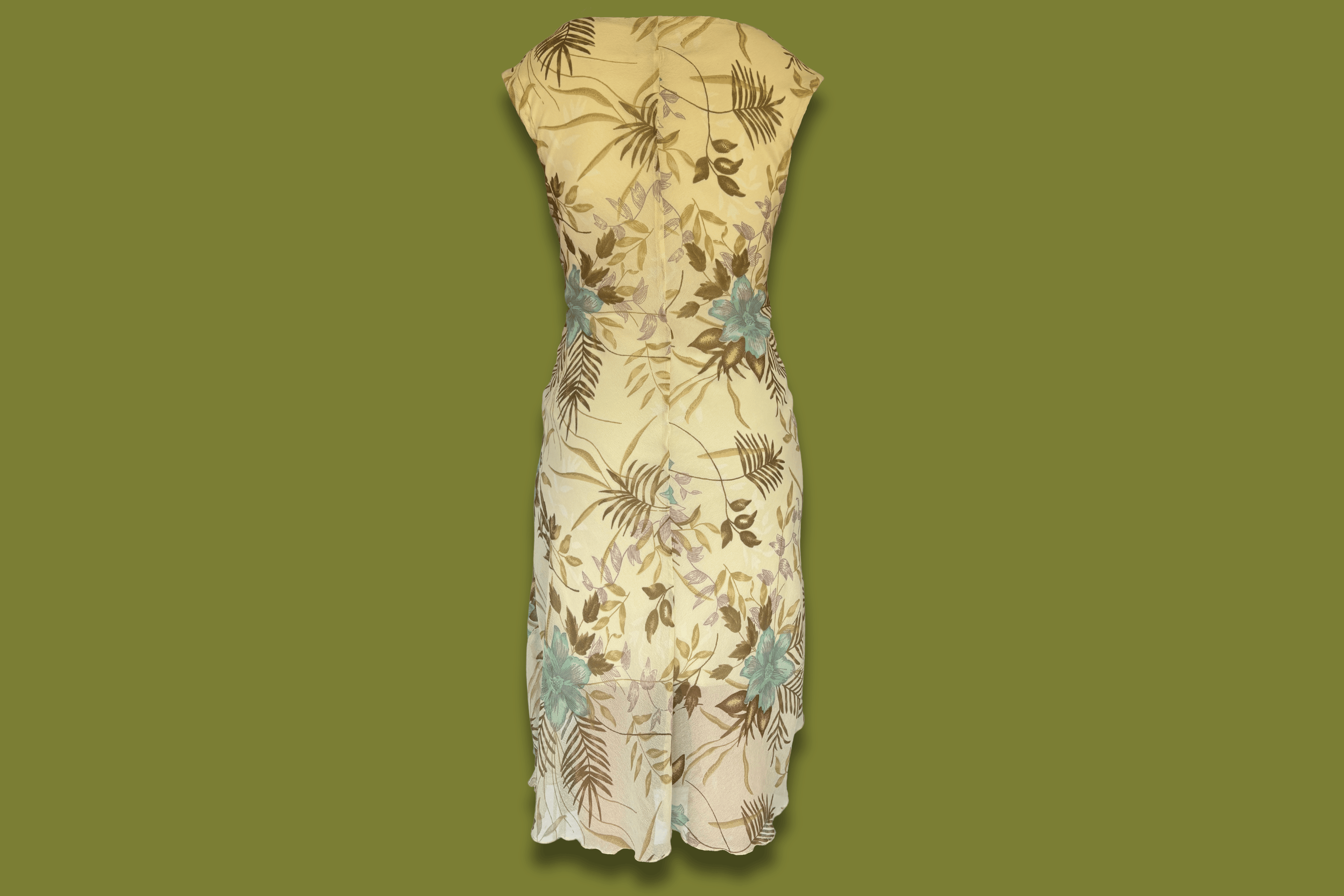 Floral Beaded Cowl-neck Midi Dress