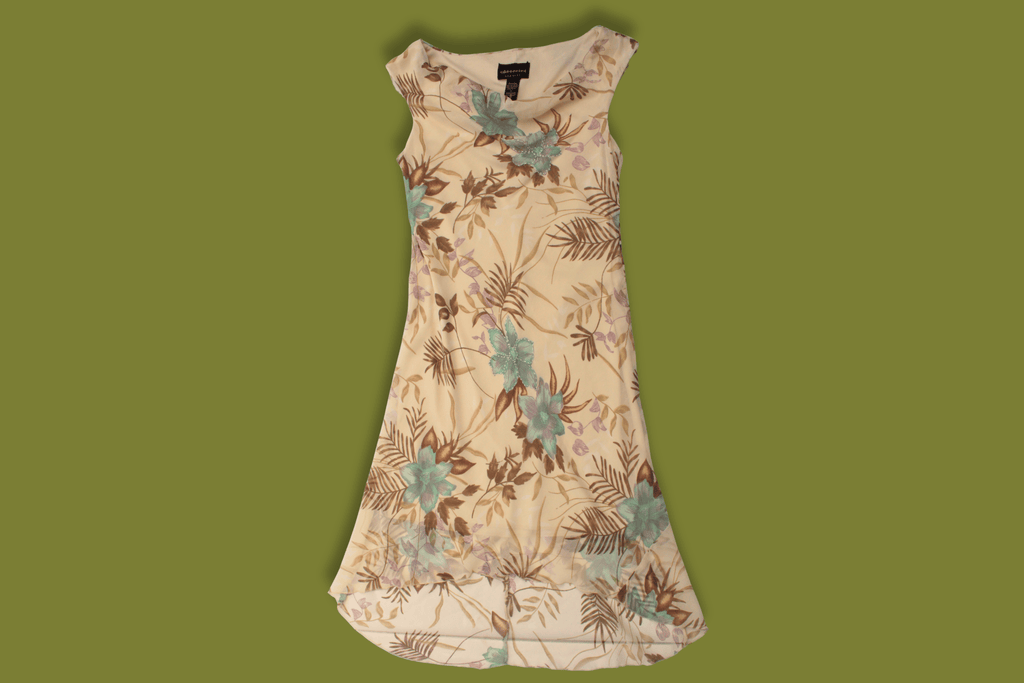 Floral Beaded Cowl-neck Midi Dress