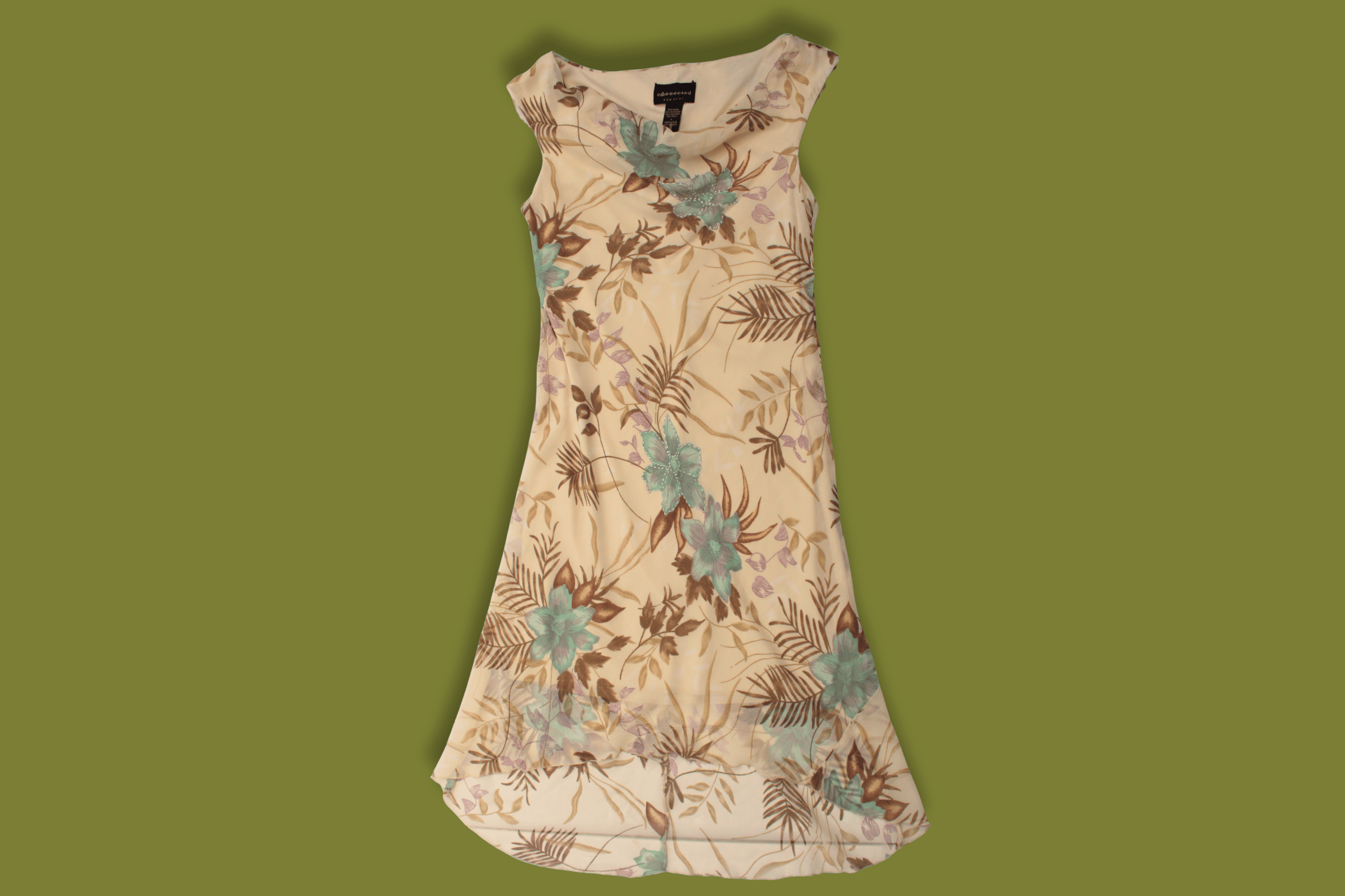 Floral Beaded Cowl-neck Midi Dress