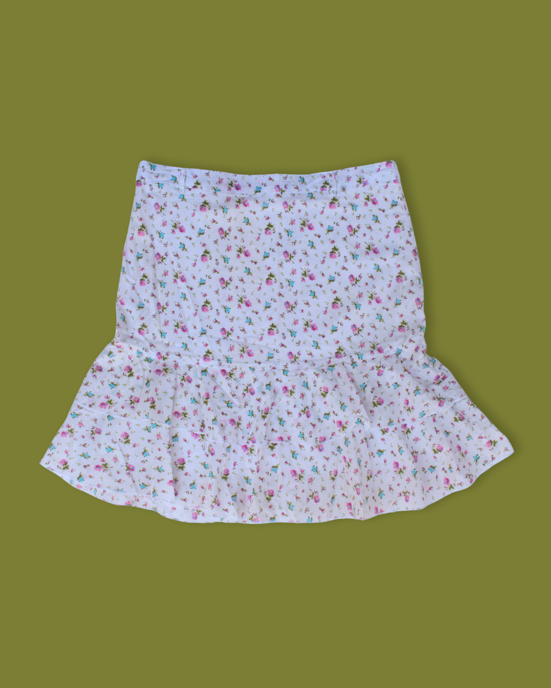 Dainty Floral Tiered Ruffle Midi Skirt