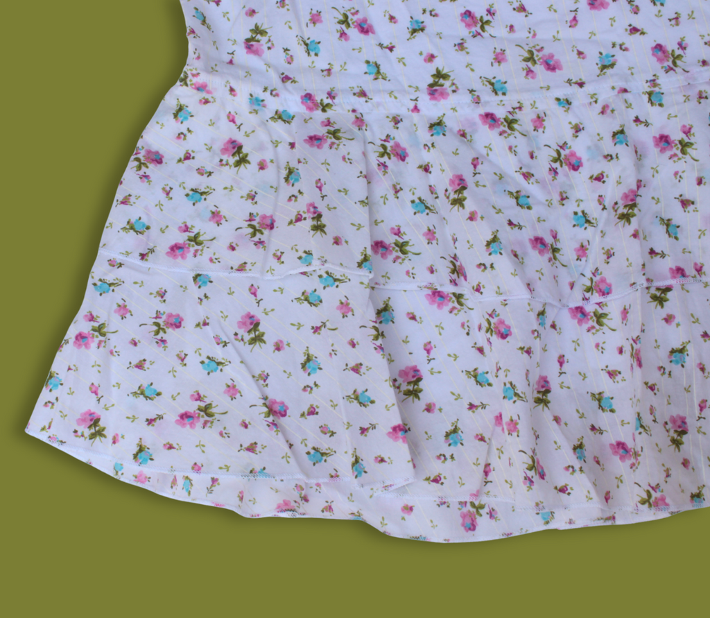 Dainty Floral Tiered Ruffle Midi Skirt