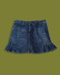 Denim Pleated-side Midi-skirt