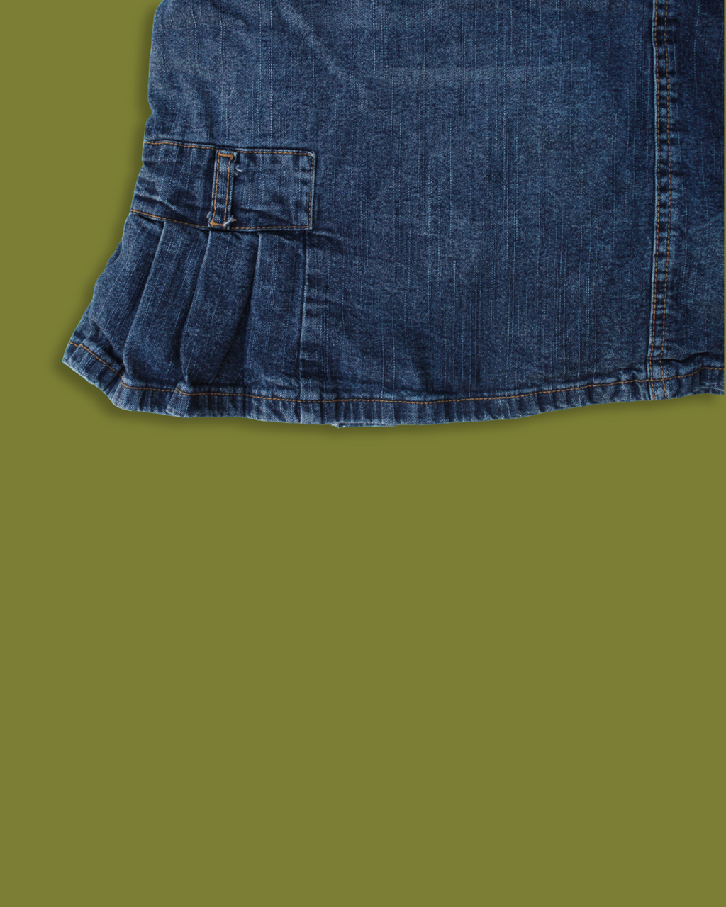 Denim Pleated-side Midi-skirt