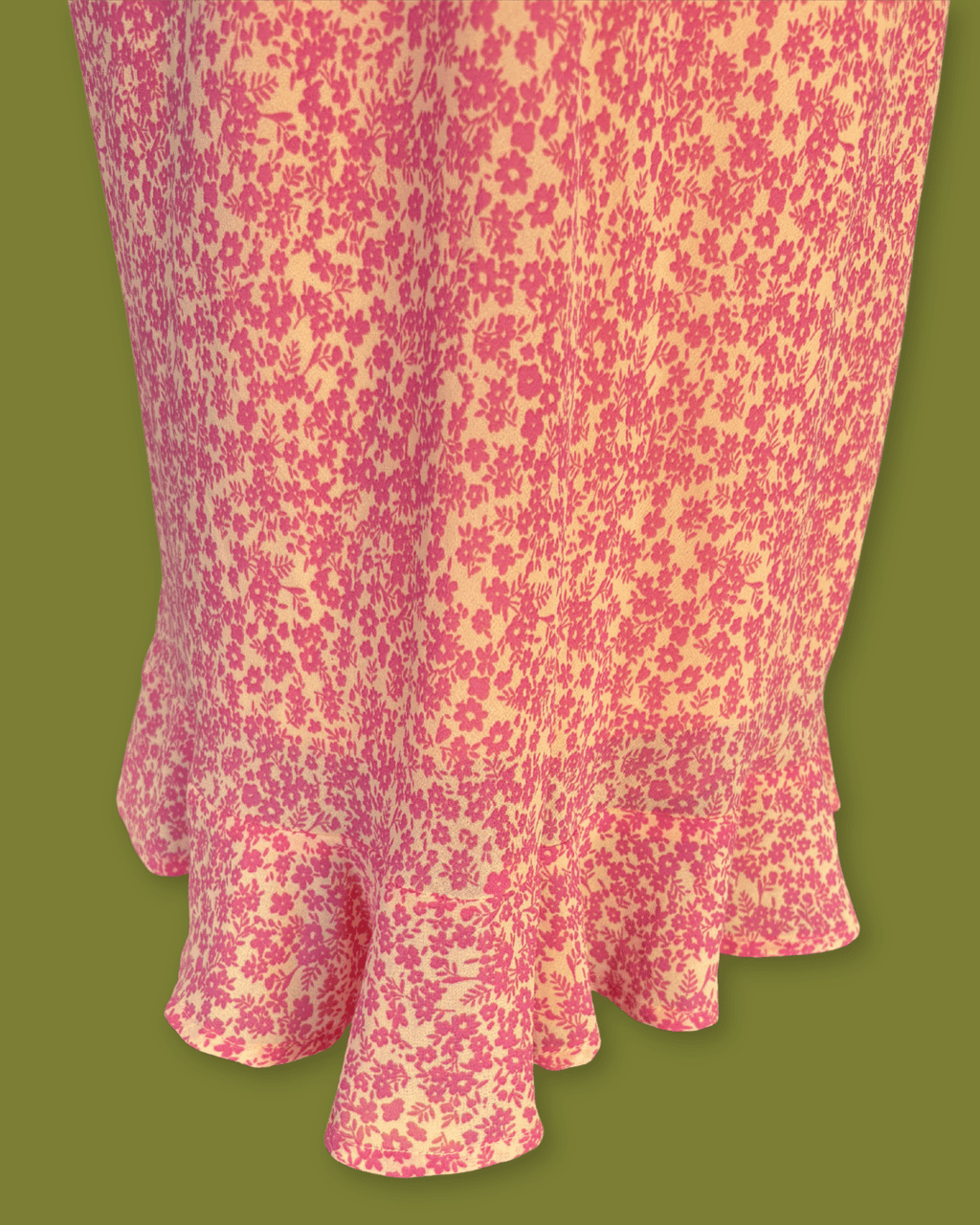Ditsy Floral Ruffle-hem Midi-skirt