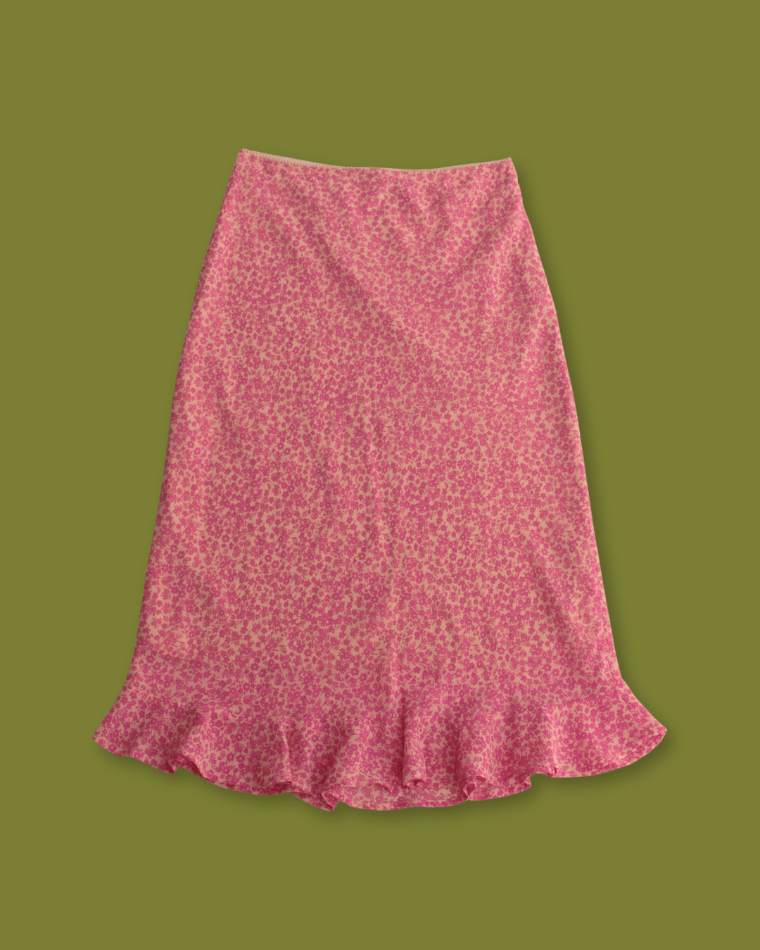 Ditsy Floral Ruffle-hem Midi-skirt