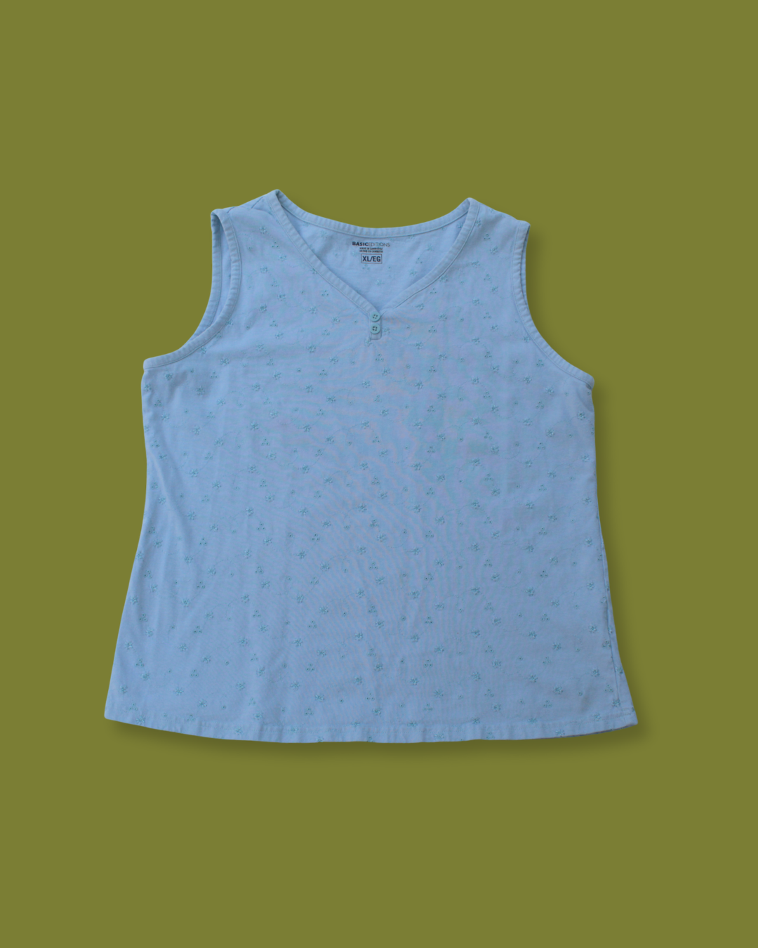 Eyelet Henley V-neck Tank Top