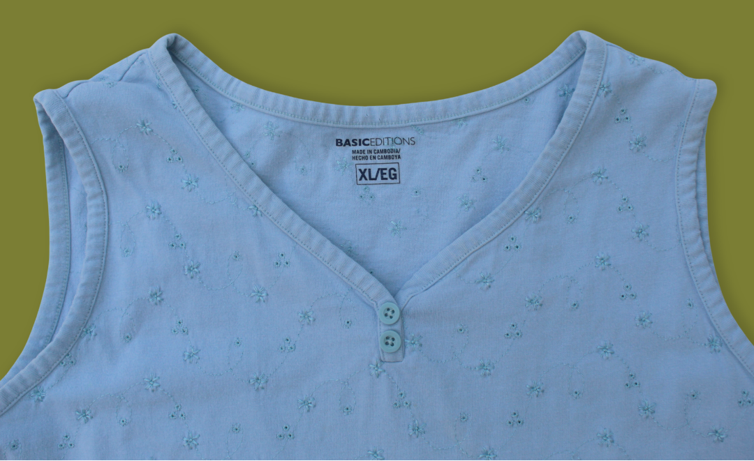 Eyelet Henley V-neck Tank Top