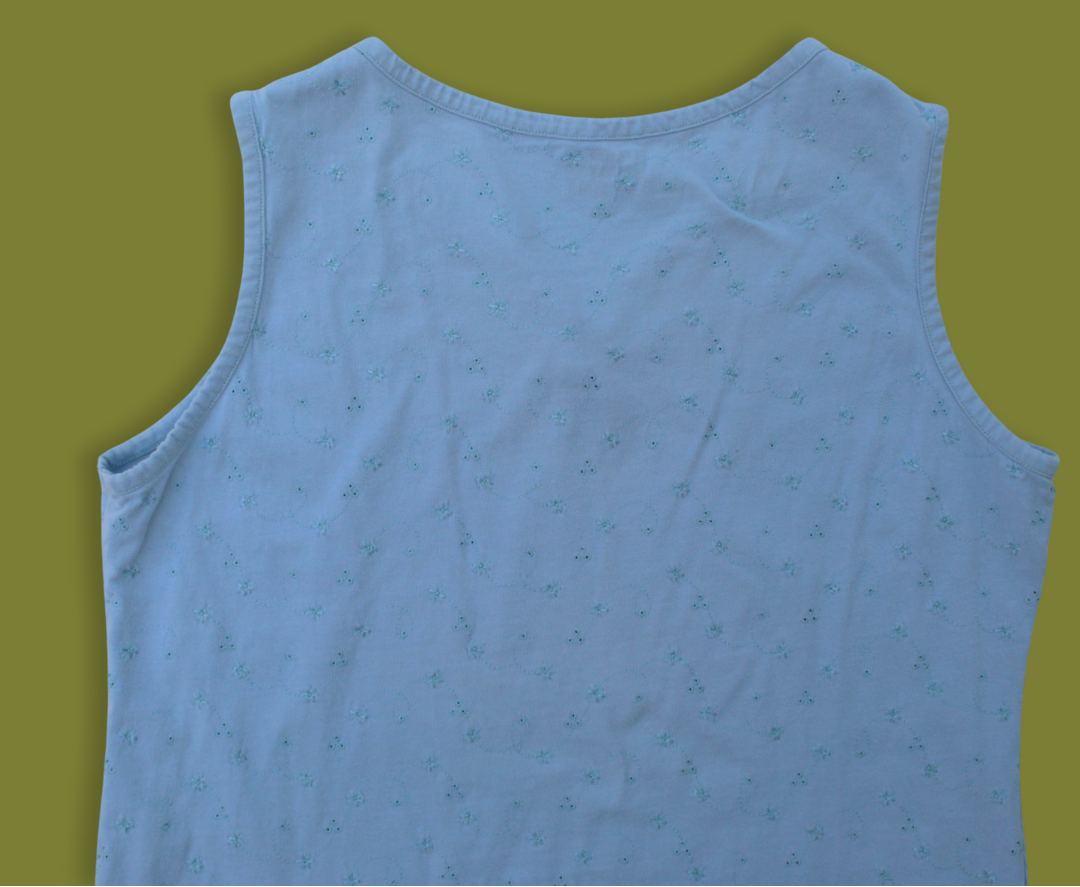 Eyelet Henley V-neck Tank Top