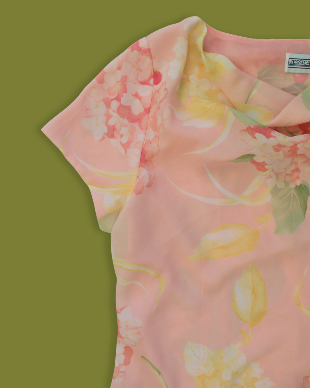 Vintage Floral Plus Cowl-neck Top