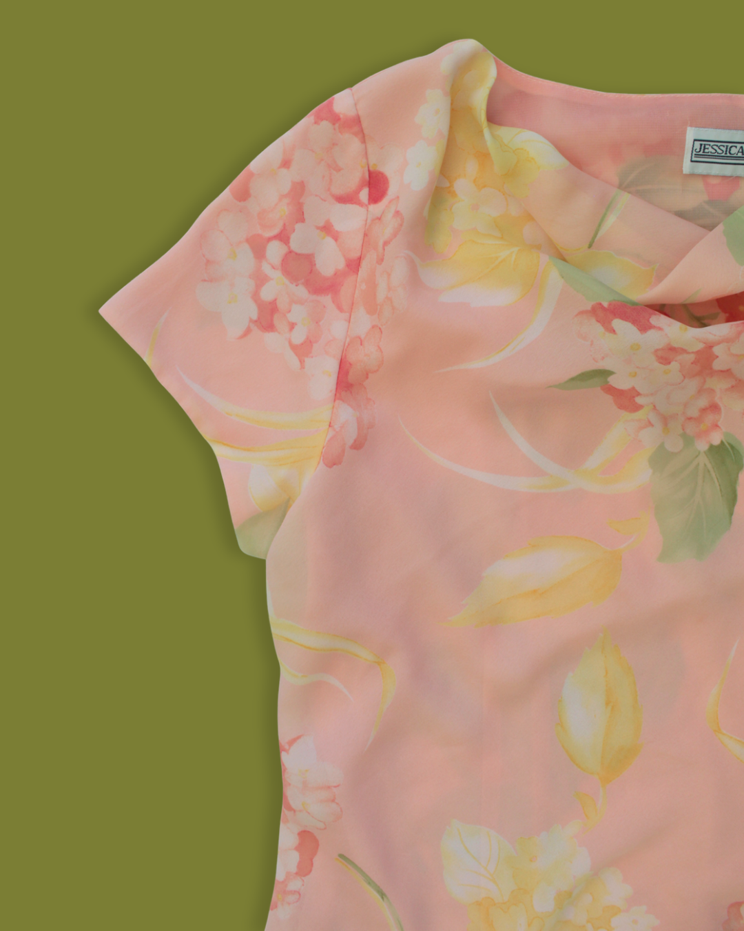 Vintage Floral Plus Cowl-neck Top