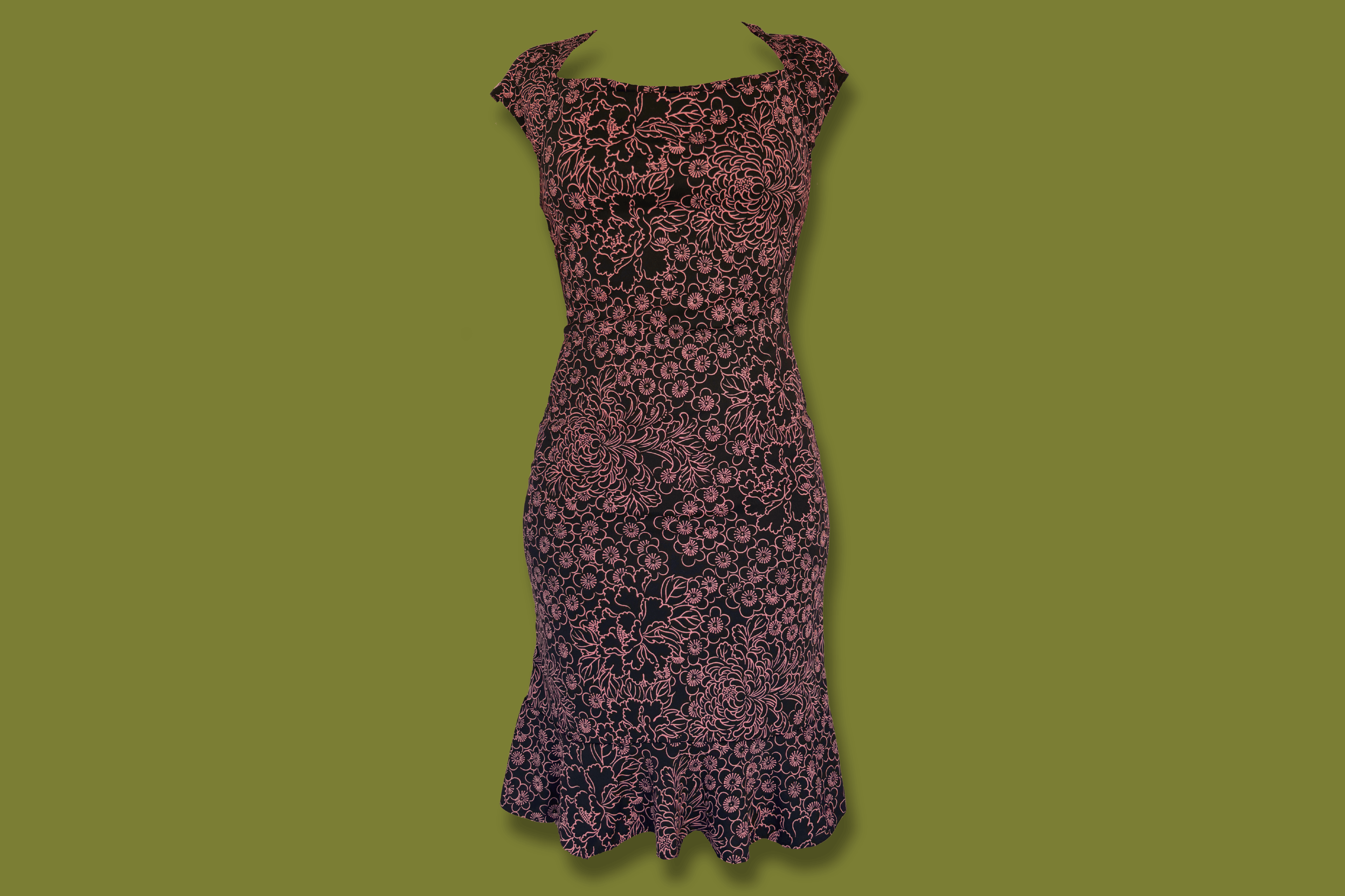 Floral Ruffle-hem Midi dress