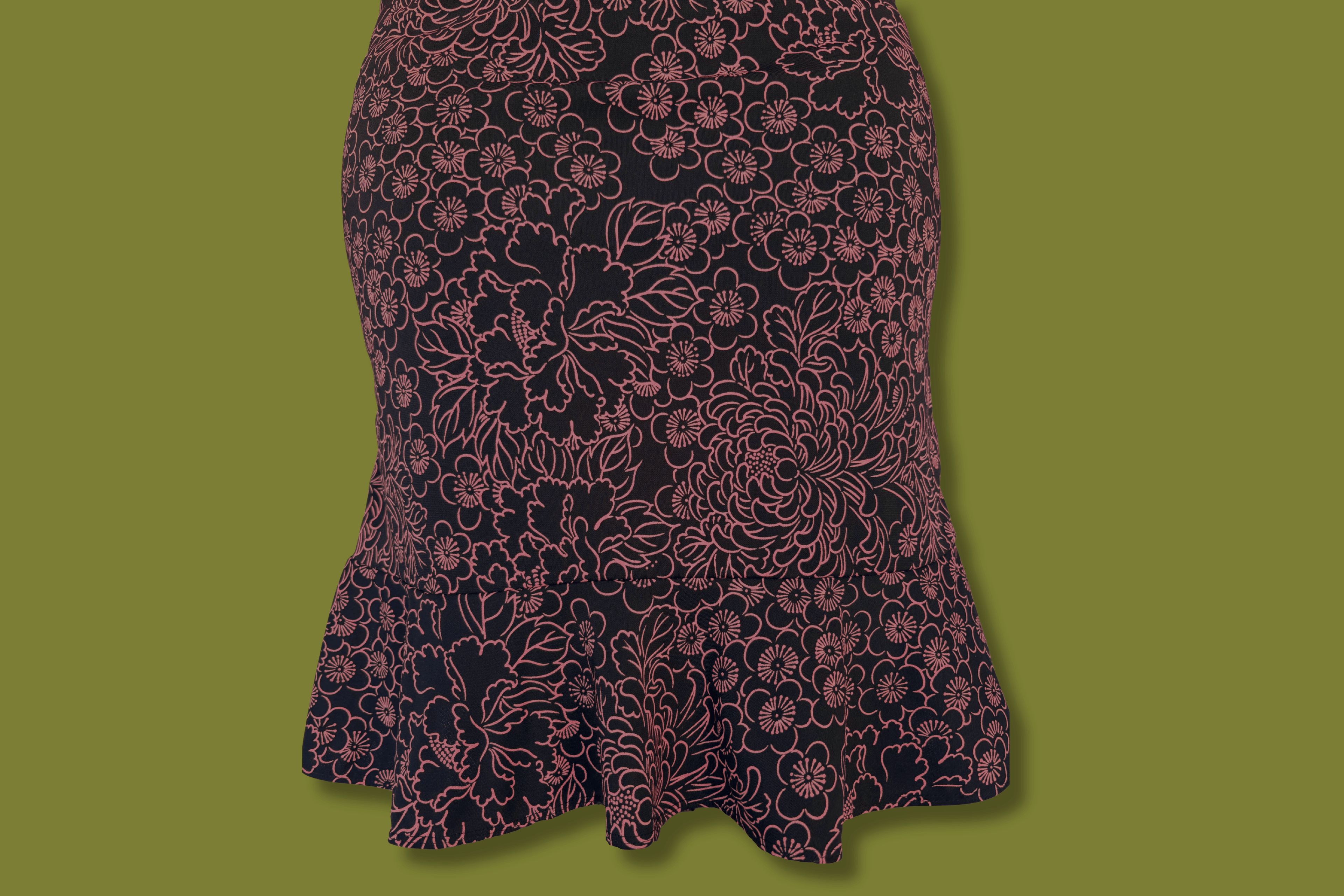 Floral Ruffle-hem Midi dress