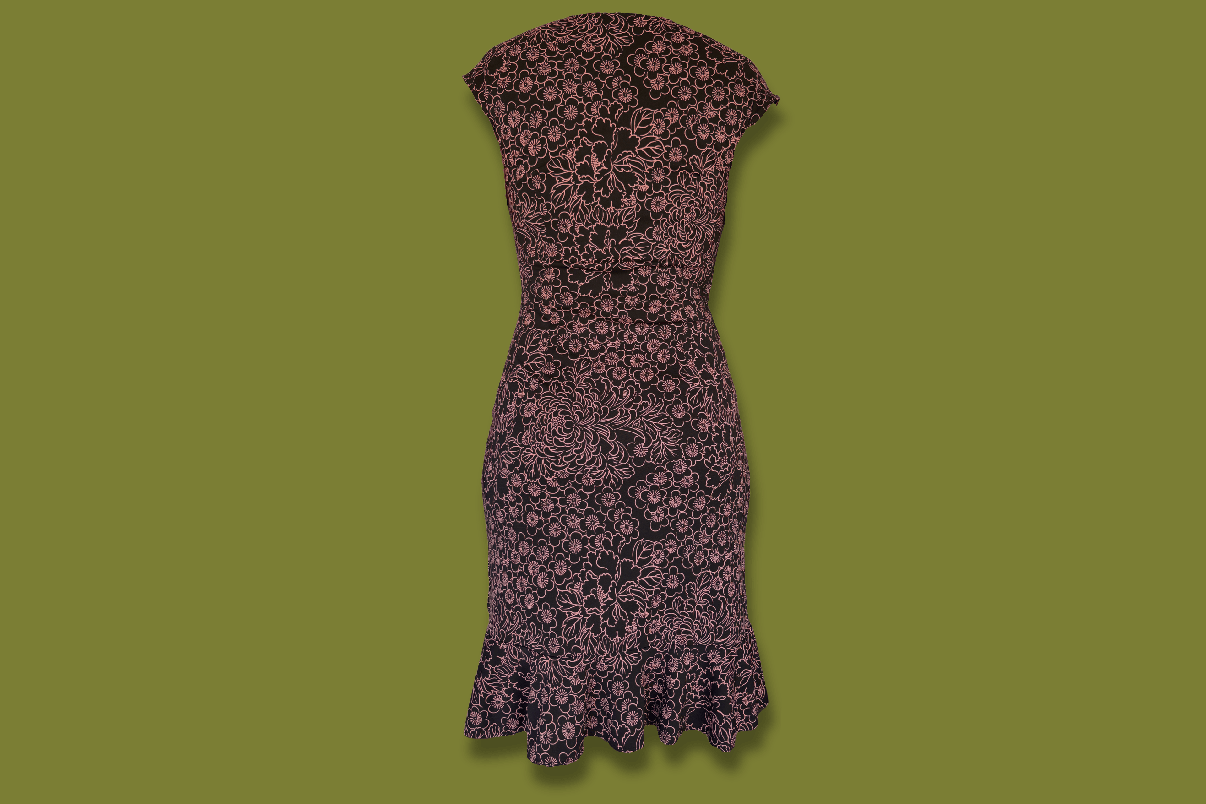 Floral Ruffle-hem Midi dress