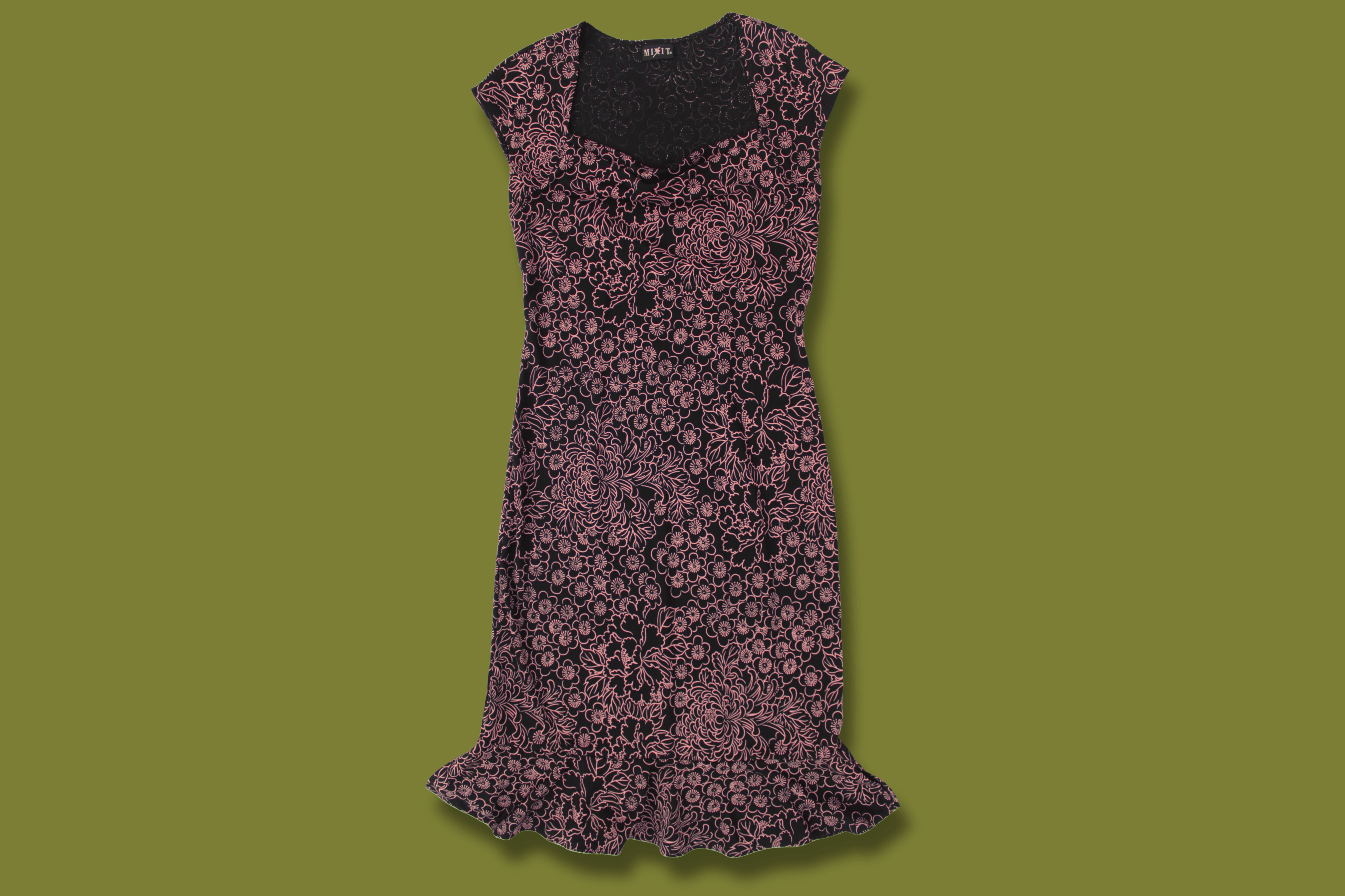 Floral Ruffle-hem Midi dress
